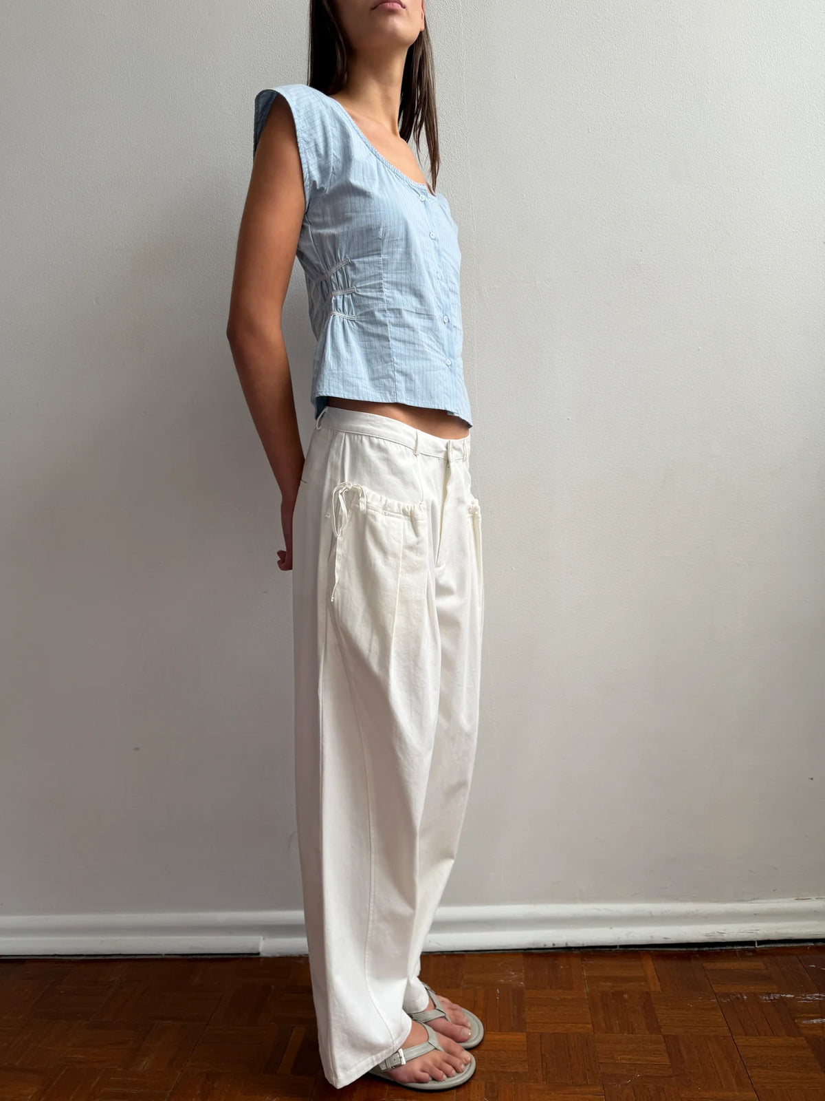 Deiji Studios Cinched Pocket Pant // White