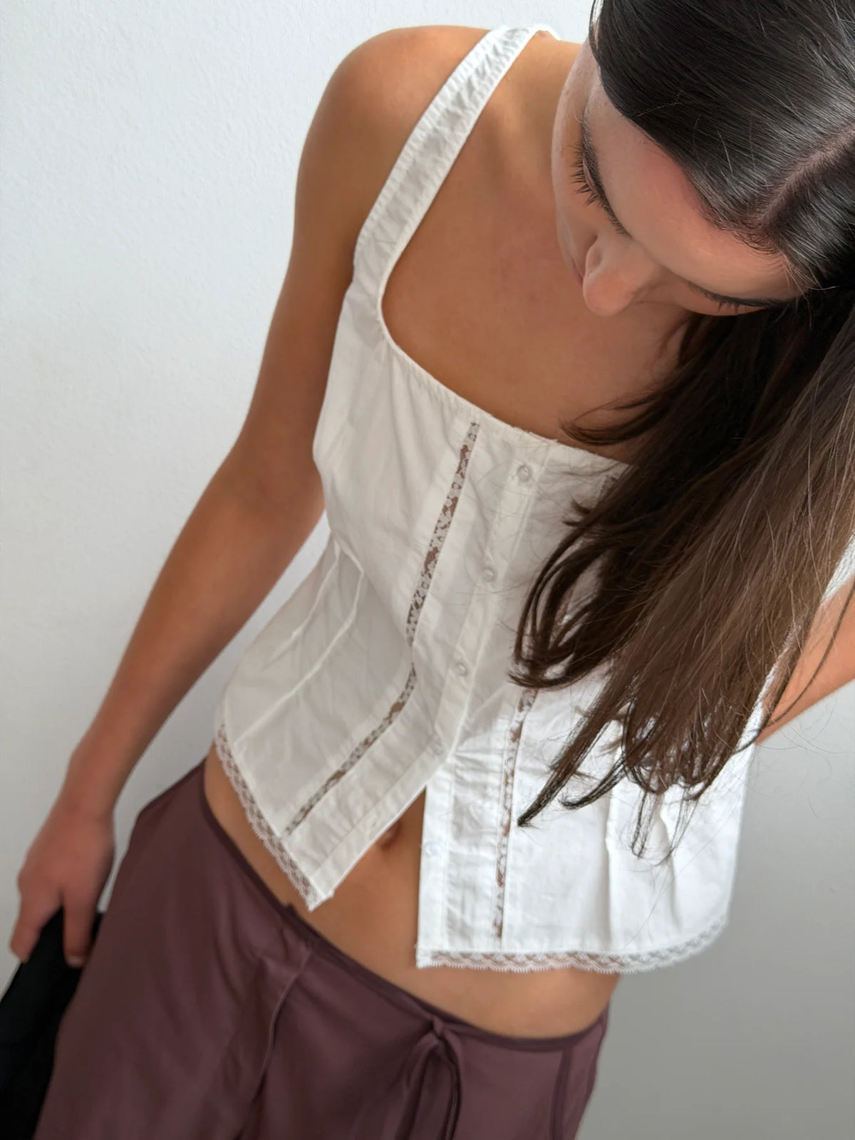 Deiji Studios Lace Cami // White