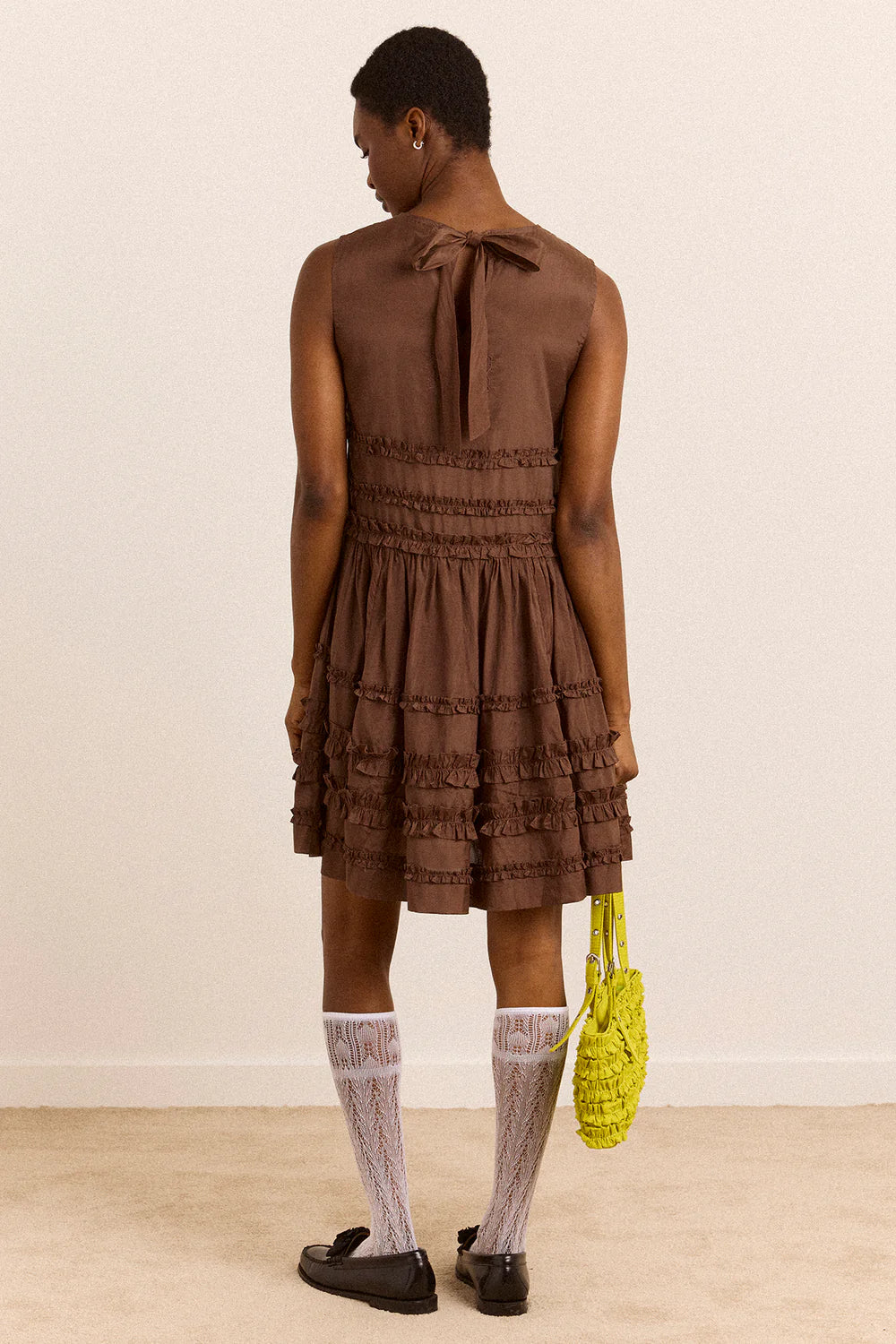 Damson Madder Reed Drop Waist Midi Dress // Chocolate