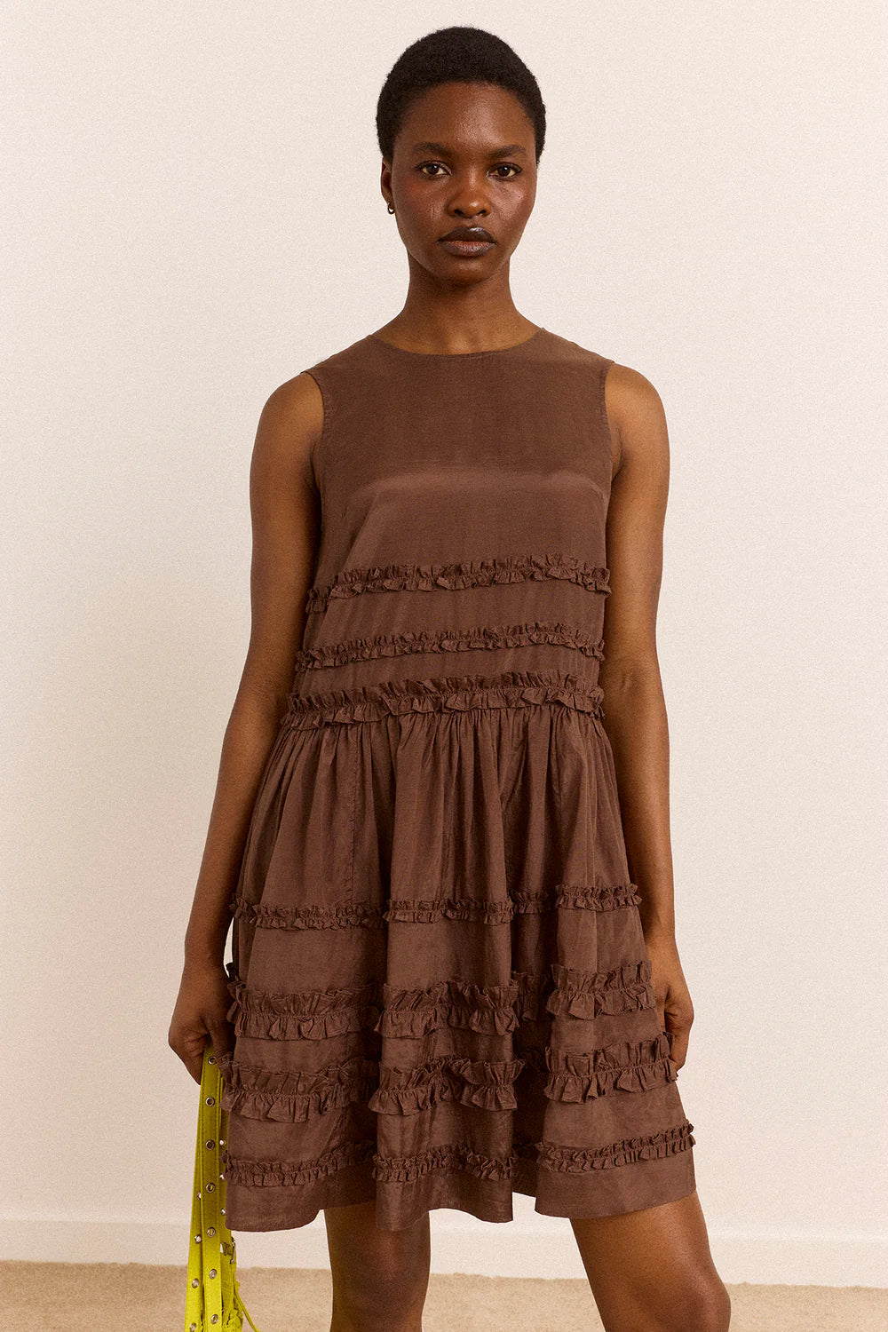 Damson Madder Reed Drop Waist Midi Dress // Chocolate