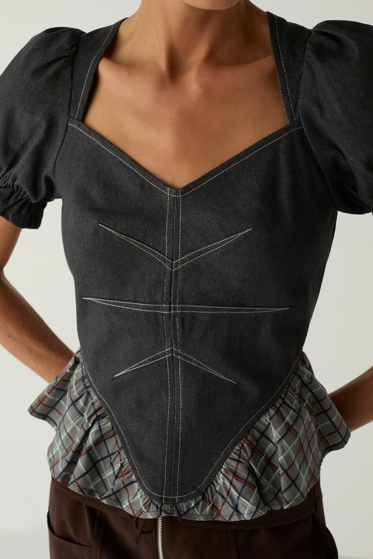 Laagam Regina Puff Sleeve Blouse // Grey