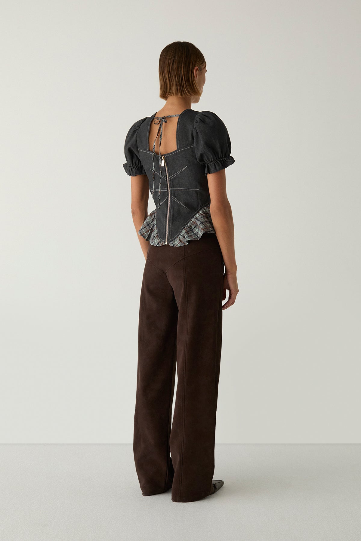 Laagam Regina Puff Sleeve Blouse // Grey