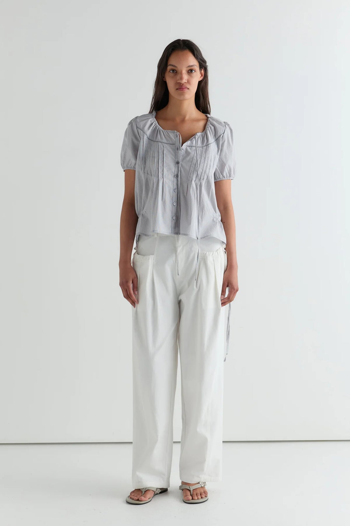 Deiji Studios Cinched Pocket Pant // White