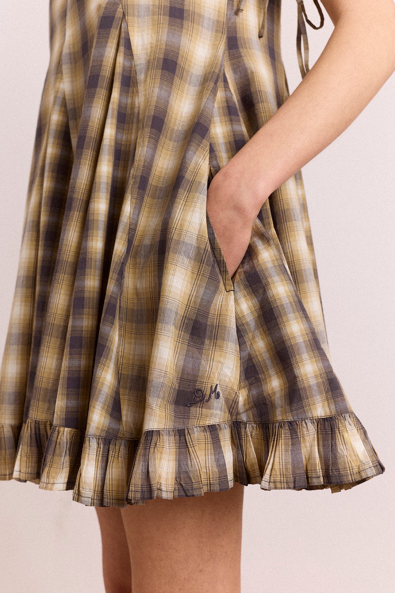 Damson Madder Sabina Godet Mini Dress // Cardamon Check