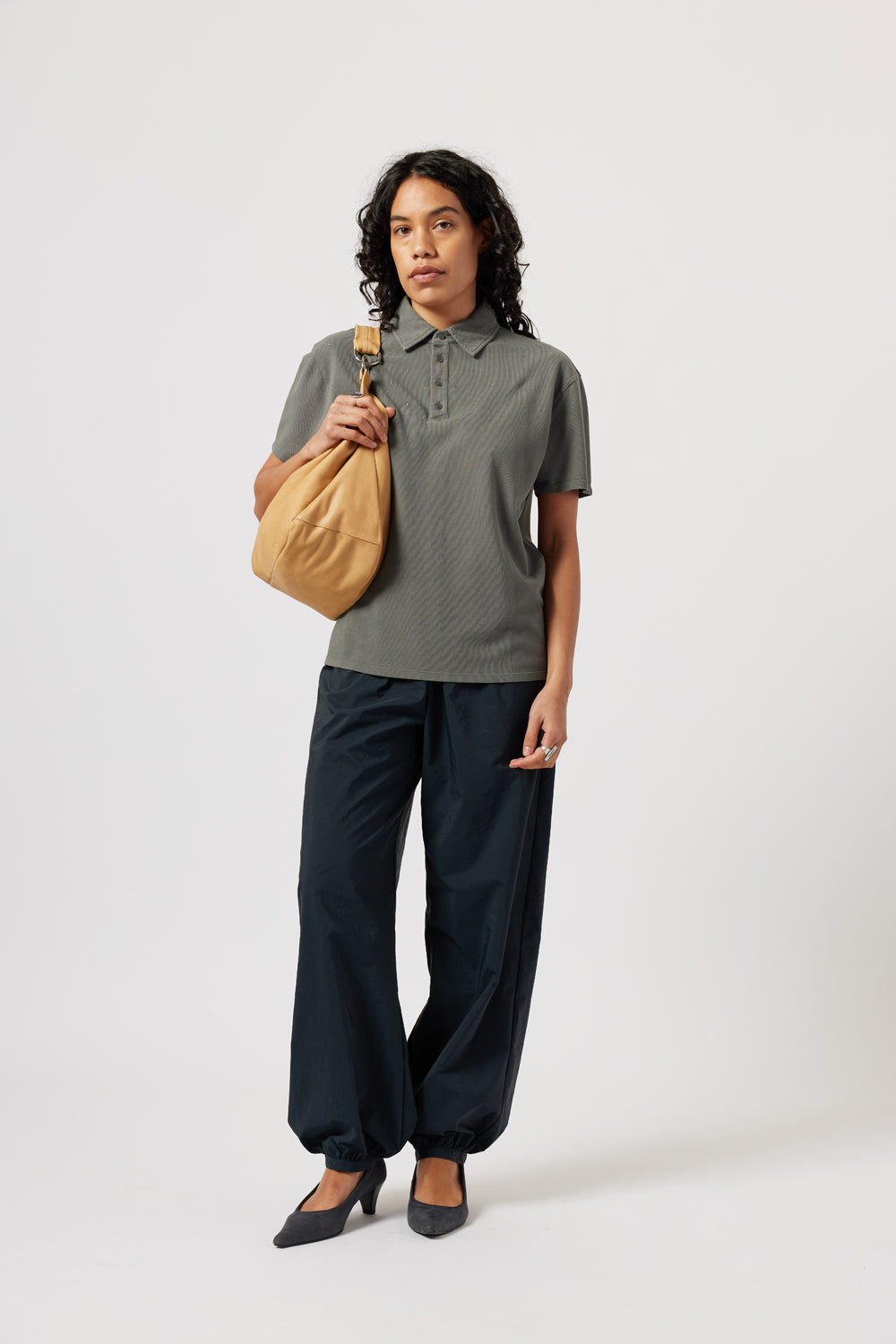 Paloma Wool Strip Polo // Grey