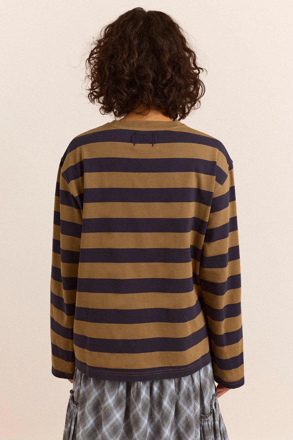 Damson Madder Scottie L/S Tee // Olive Stripe