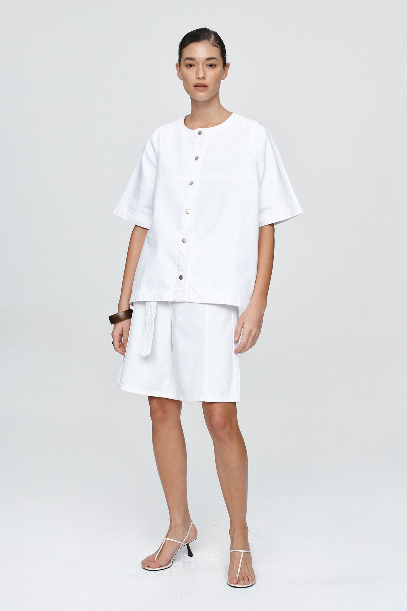 Marle Short Sleeve Seam Shirt // Blanc