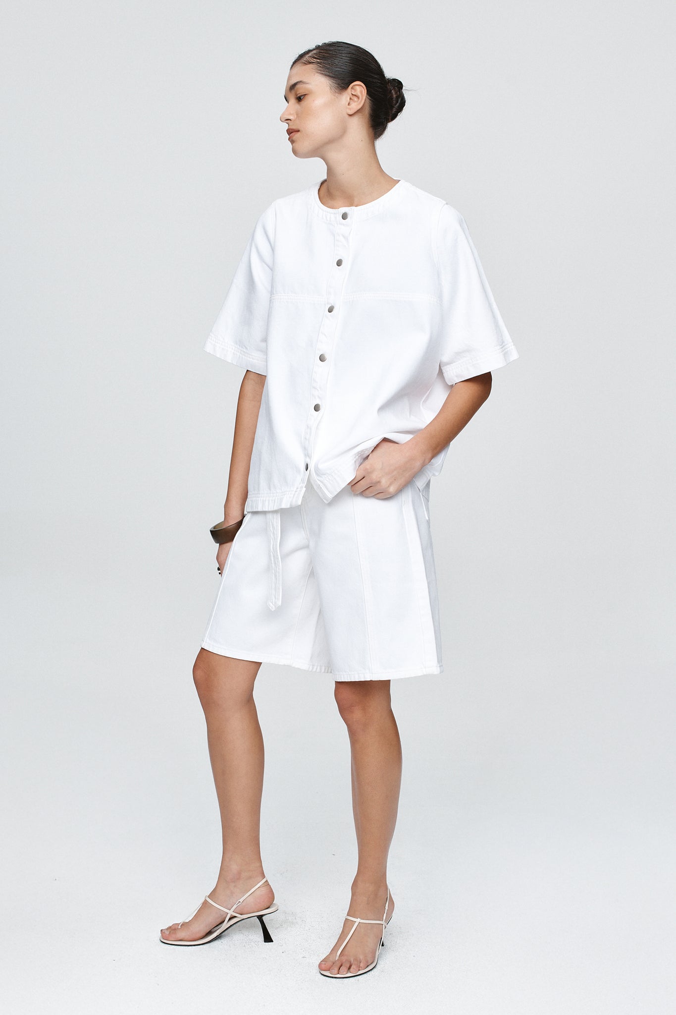 Marle Short Sleeve Seam Shirt // Blanc