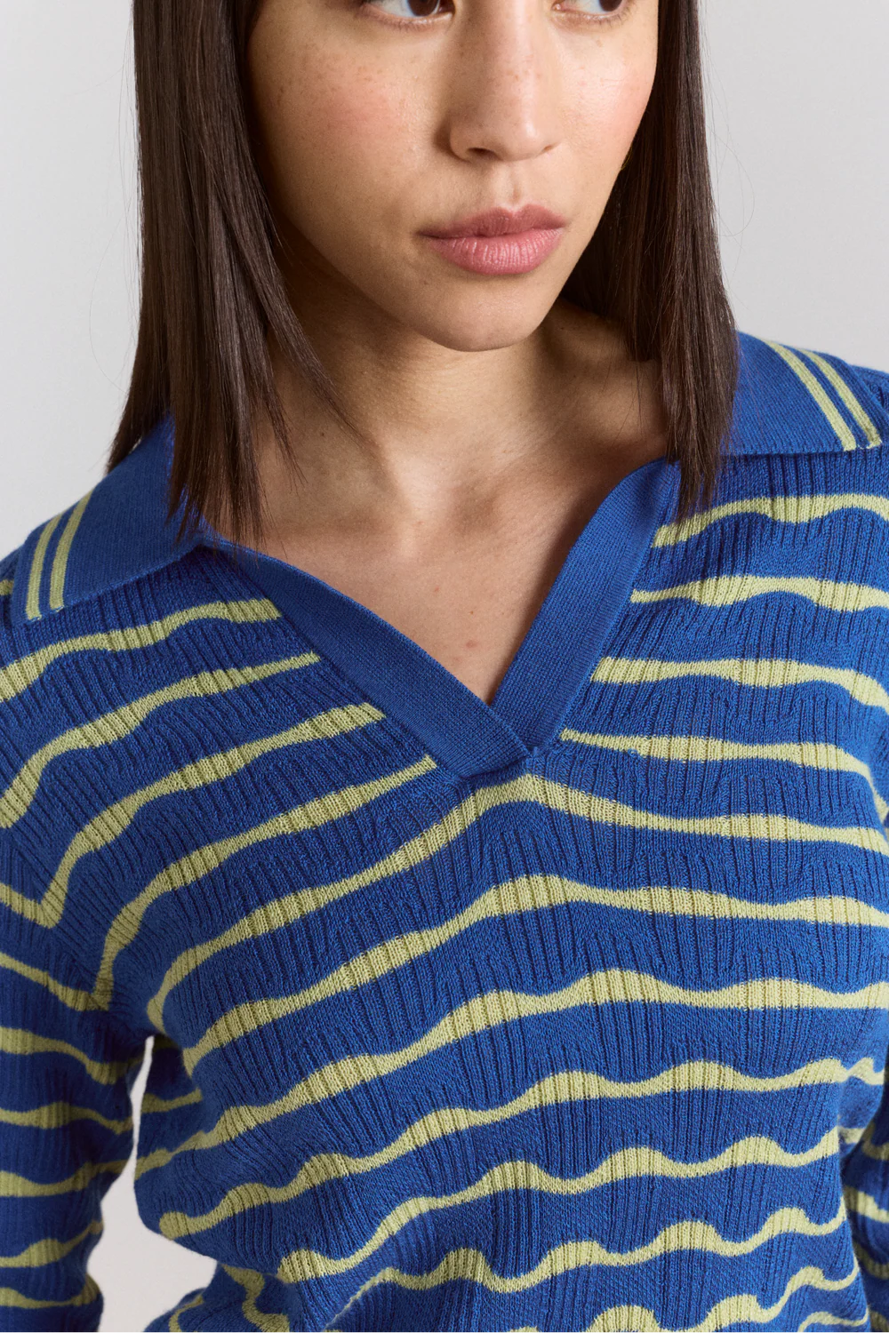 Damson Madder Silvia Polo Jumper // Blue, Mint