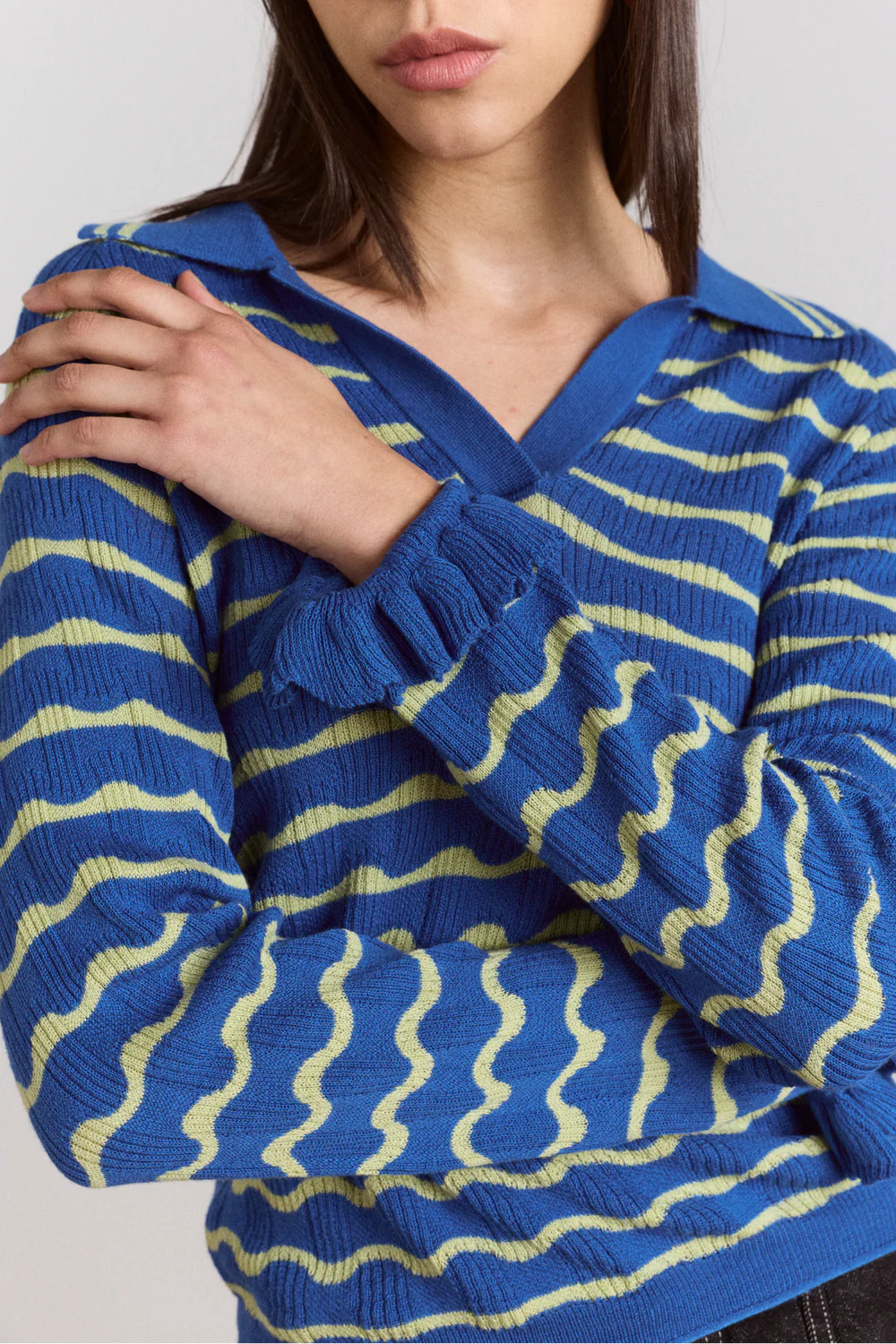 Damson Madder Silvia Polo Jumper // Blue, Mint