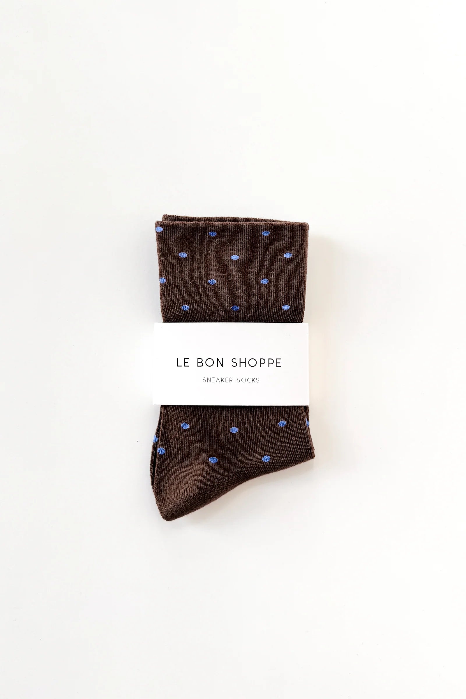 Le Bon Shoppe Sneaker Socks Polka Dot // Cacao, Blue