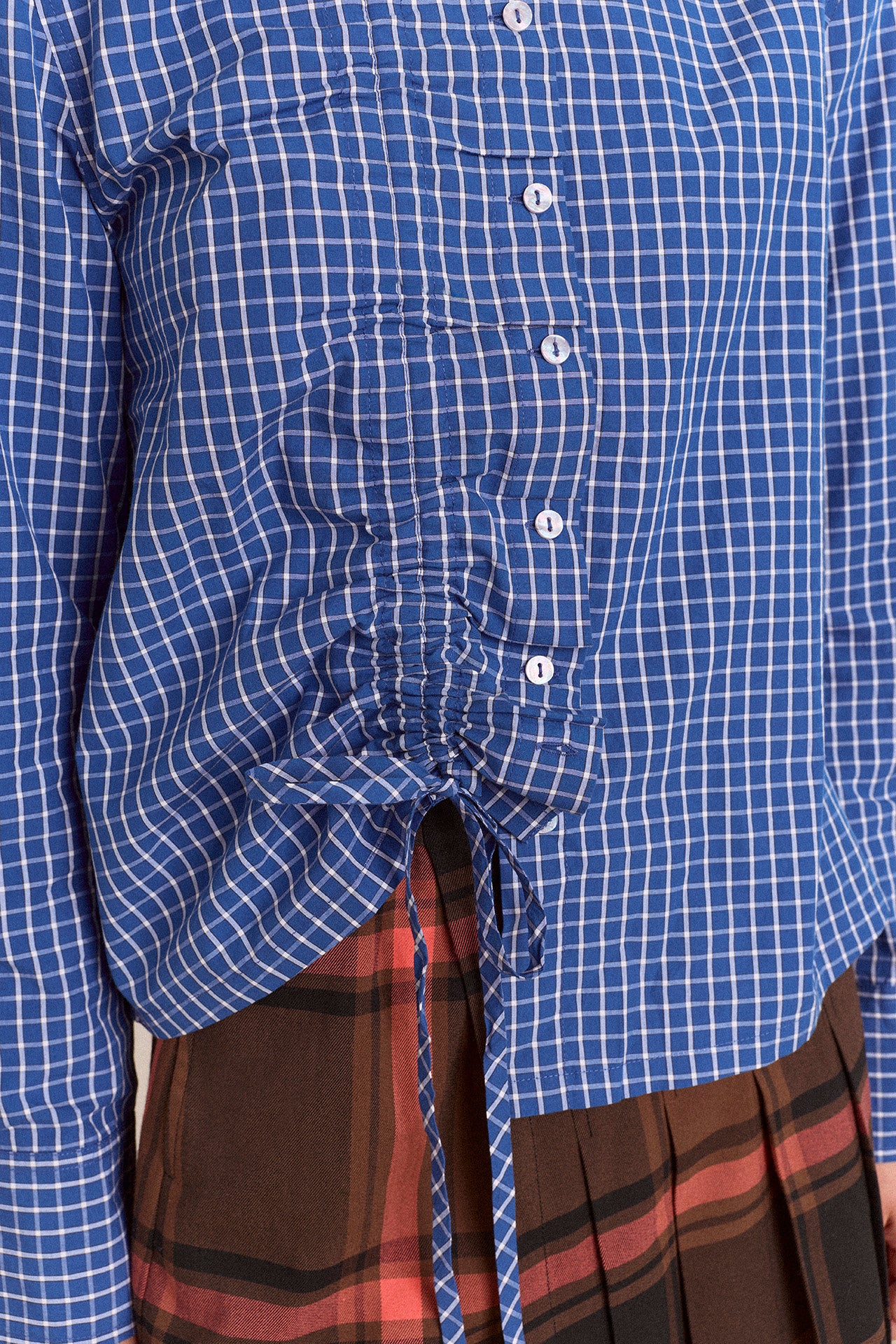 Damson Madder Talia Ruched Shirt // Blue Check