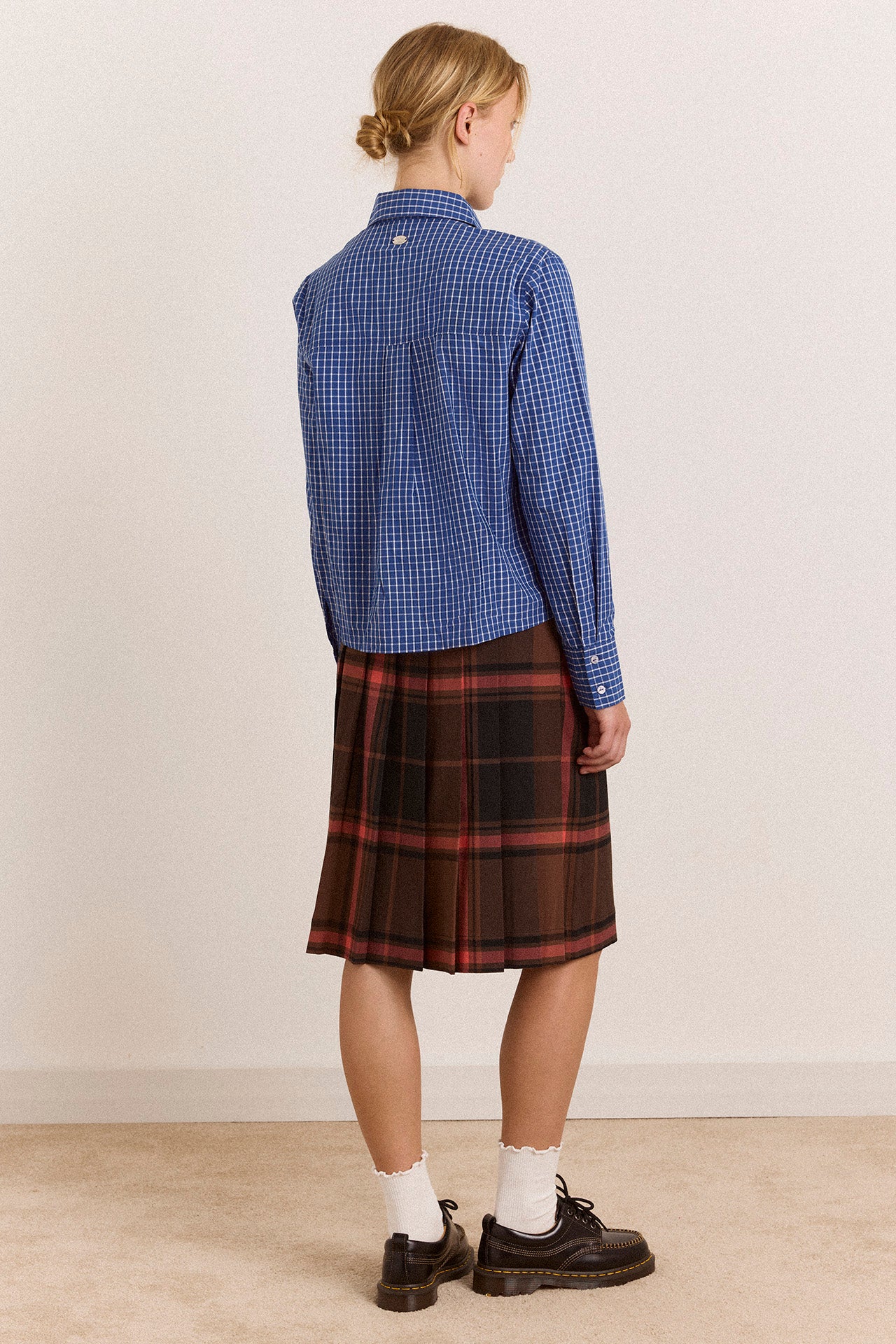 Damson Madder Talia Ruched Shirt // Blue Check
