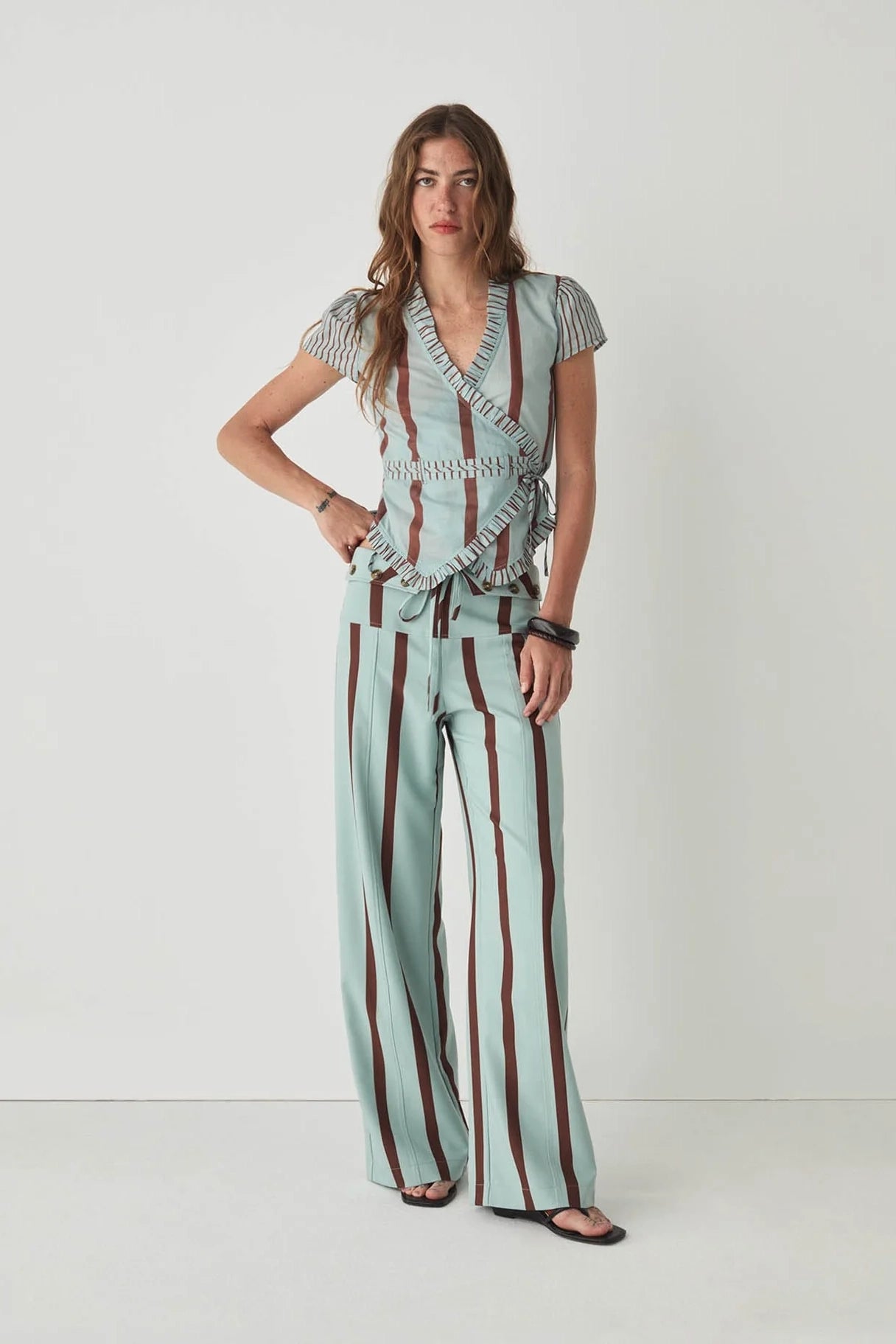 Laagam Tashi Striped Flow Pants // Turquoise