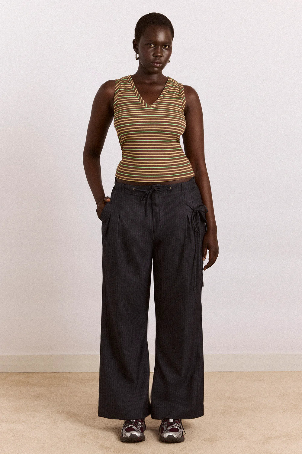 Damson Madder Tatianna Trouser // Pinstripe Navy