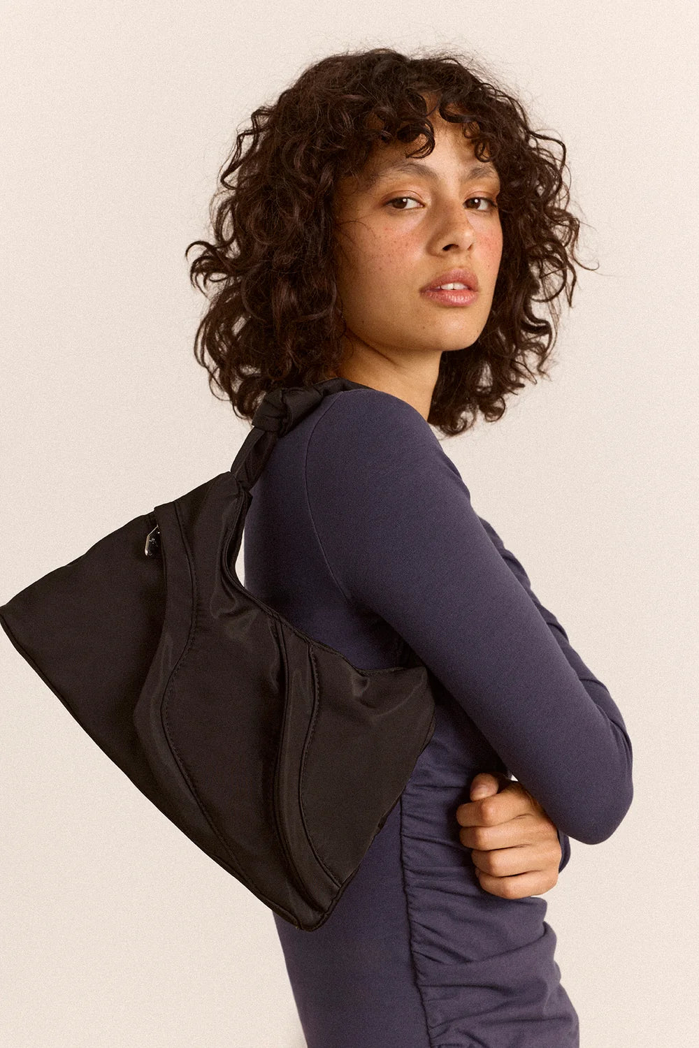 Damson Madder Byron Bag // Black Heavy Satin