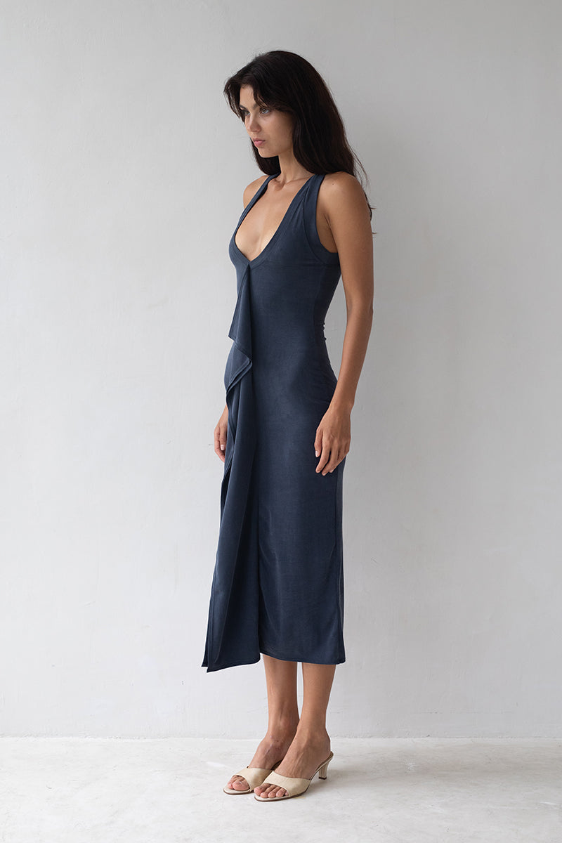 Belle Anna Cascade Dress // Navy