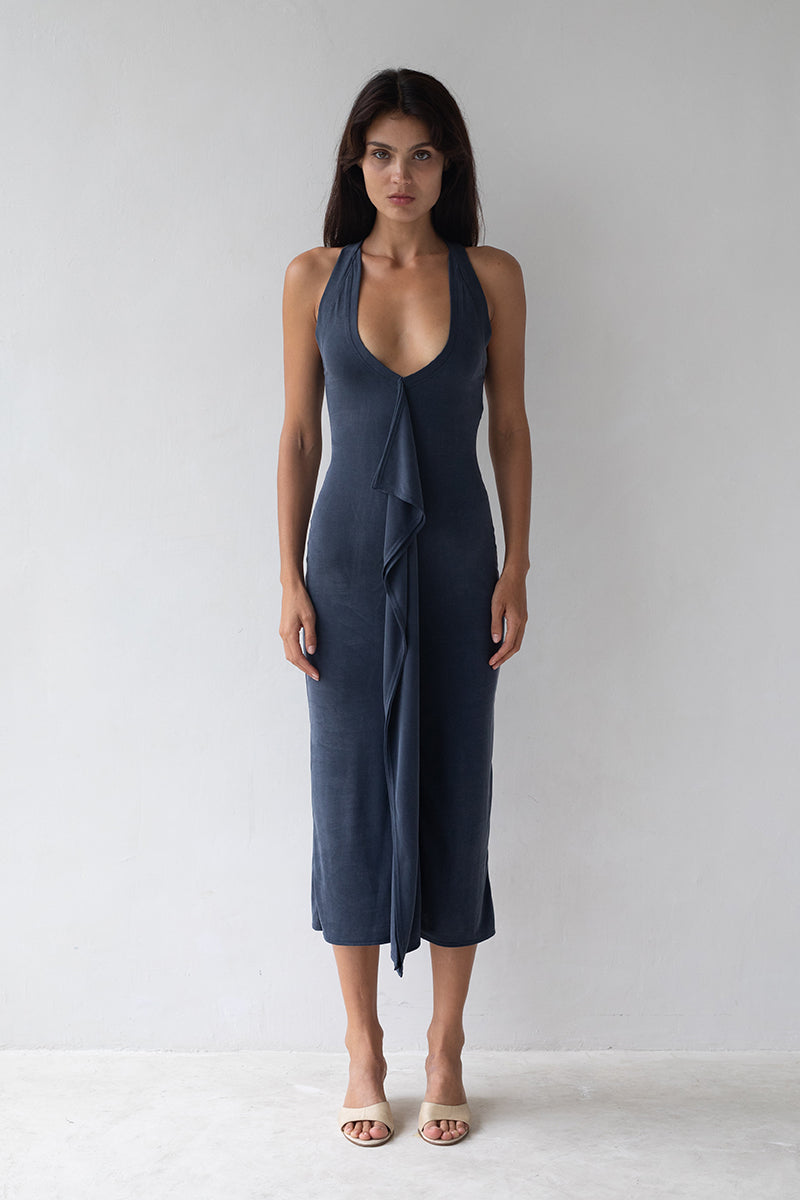 Belle Anna Cascade Dress // Navy