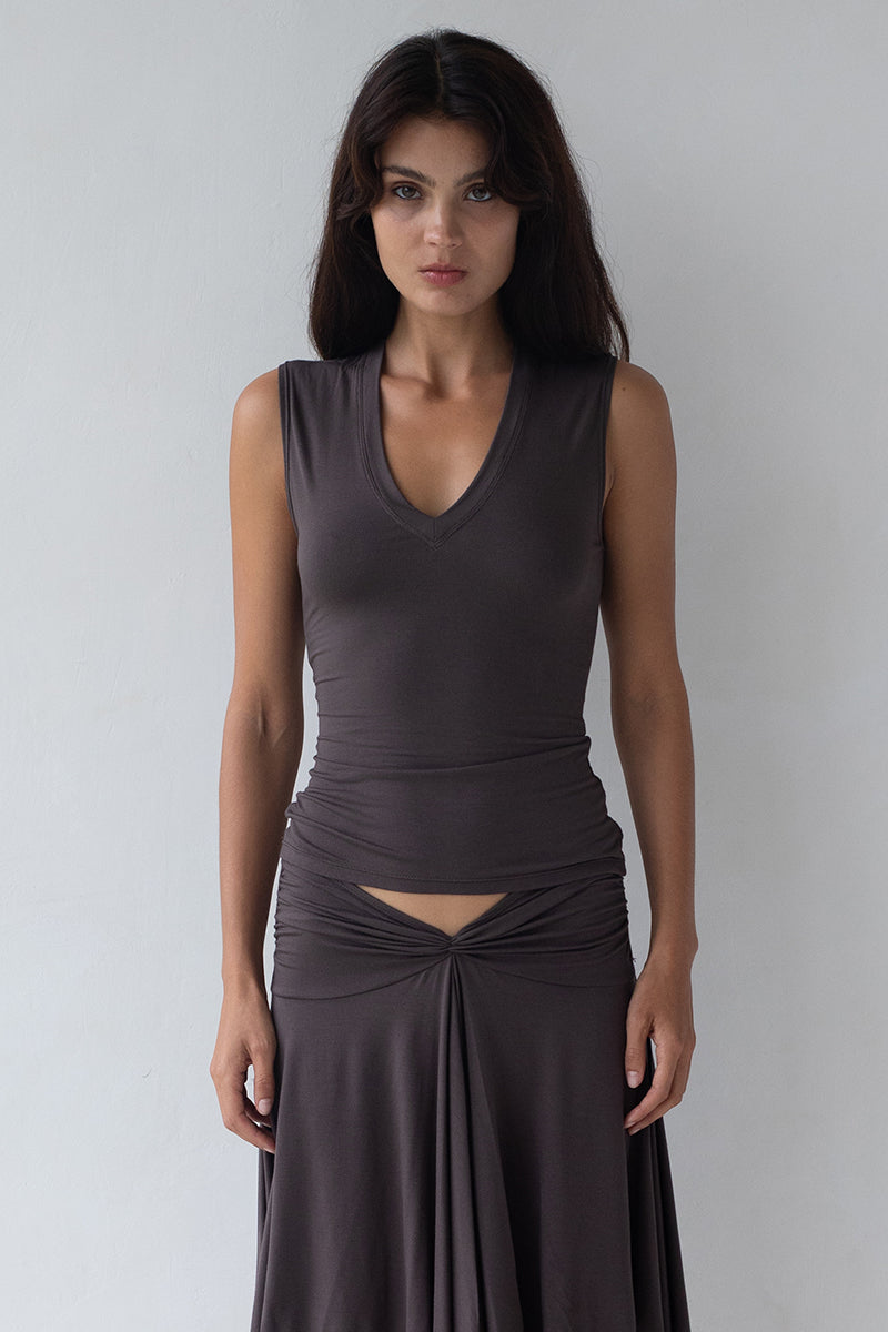 Belle Anna Morning Top // Dark Brown