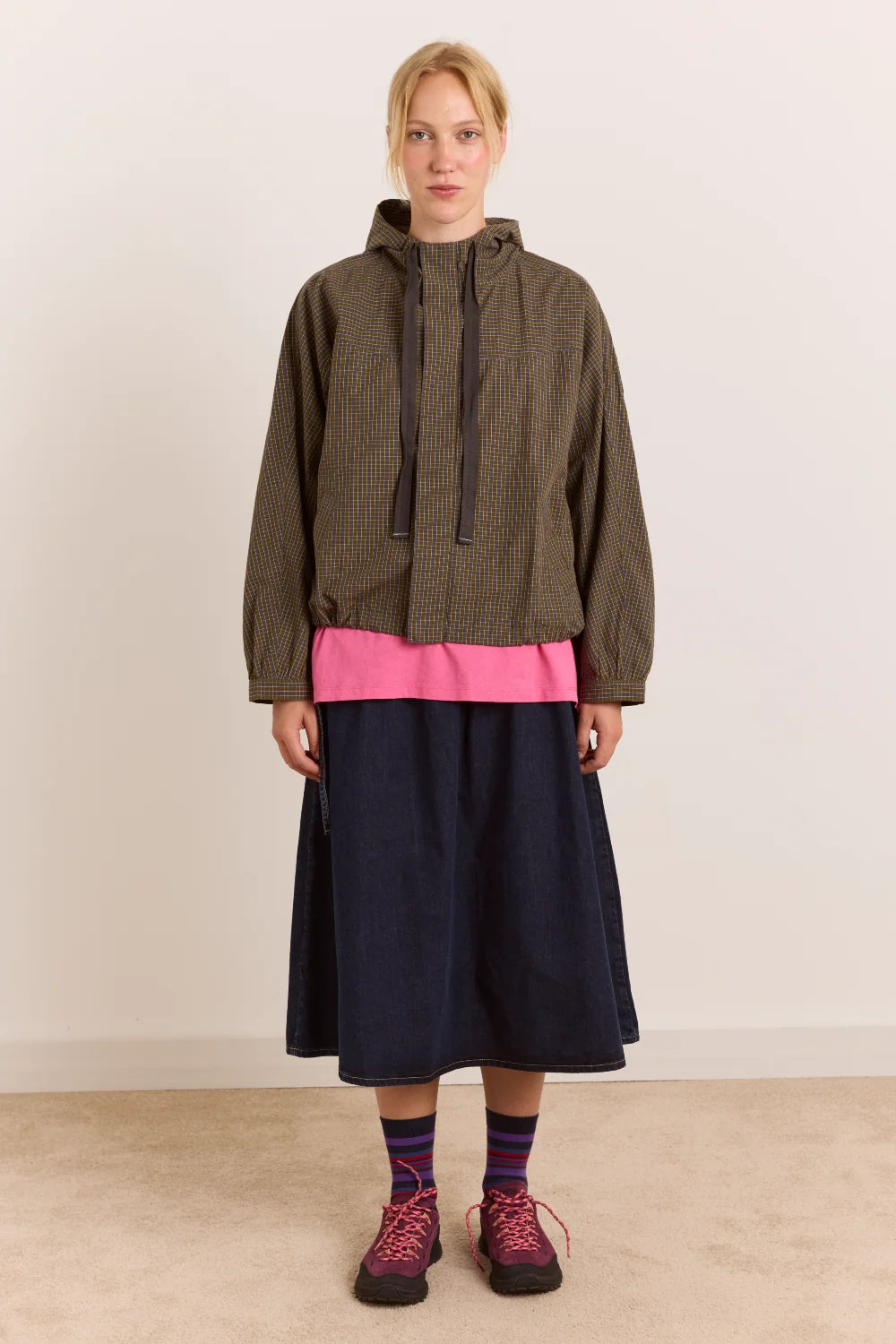 Damson Madder Blake Hooded Top // Orion Check