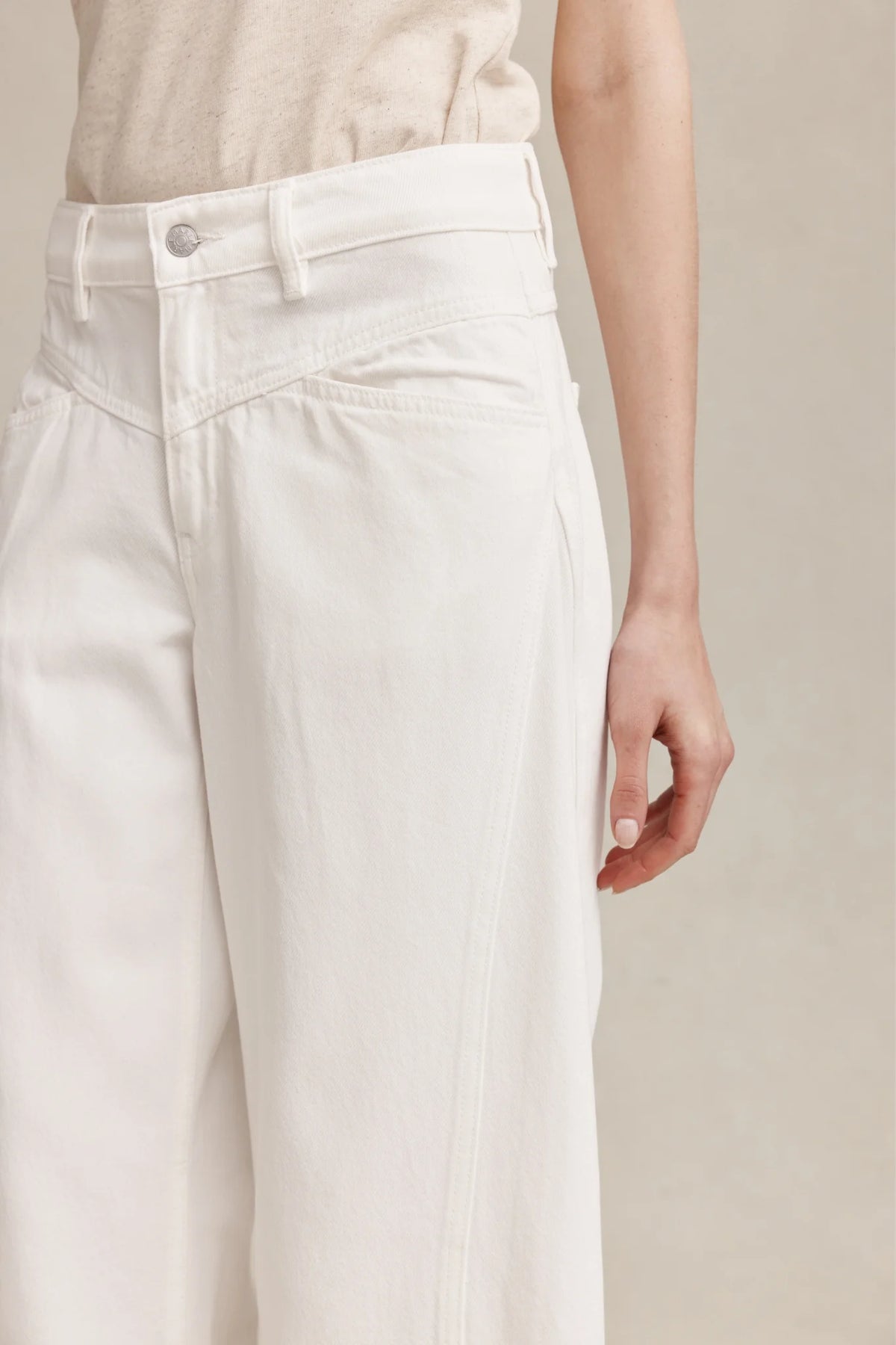 Marle Wide Cross Stitch Jean // Blanc