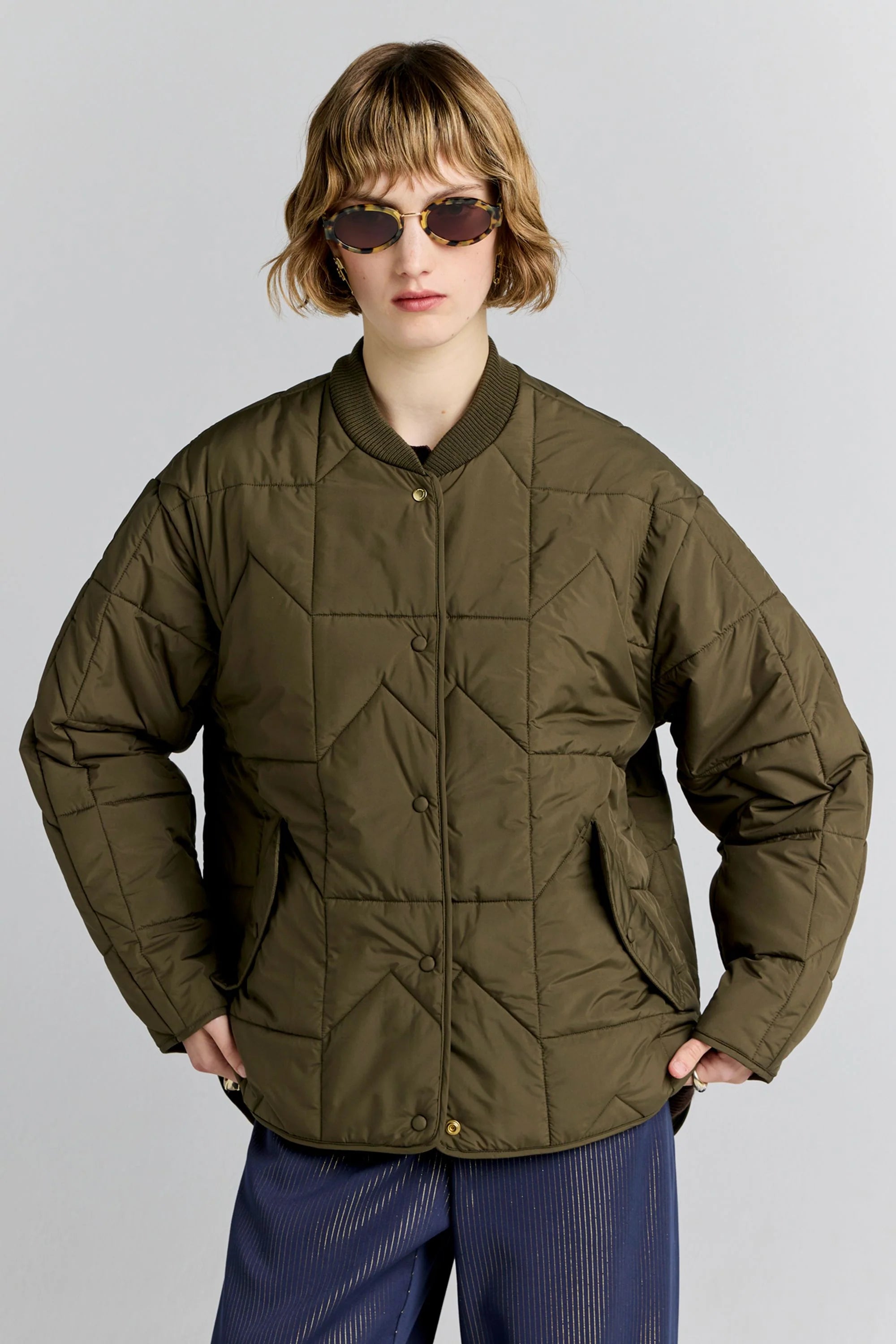 Karen Walker Quilted Monogram Jacket // Dark Olive