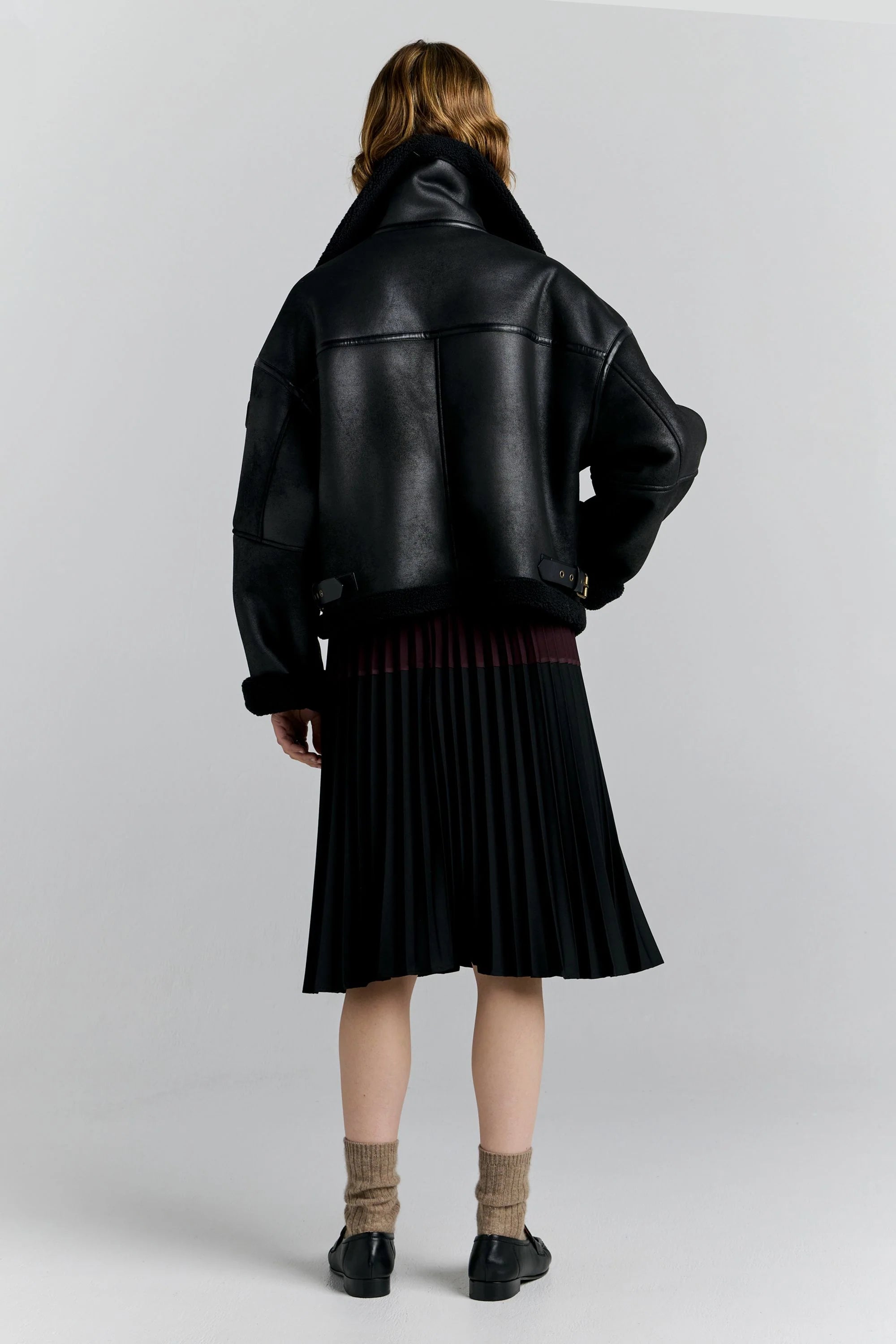 Karen Walker Cropped Aviator Jacket // Black, Brown
