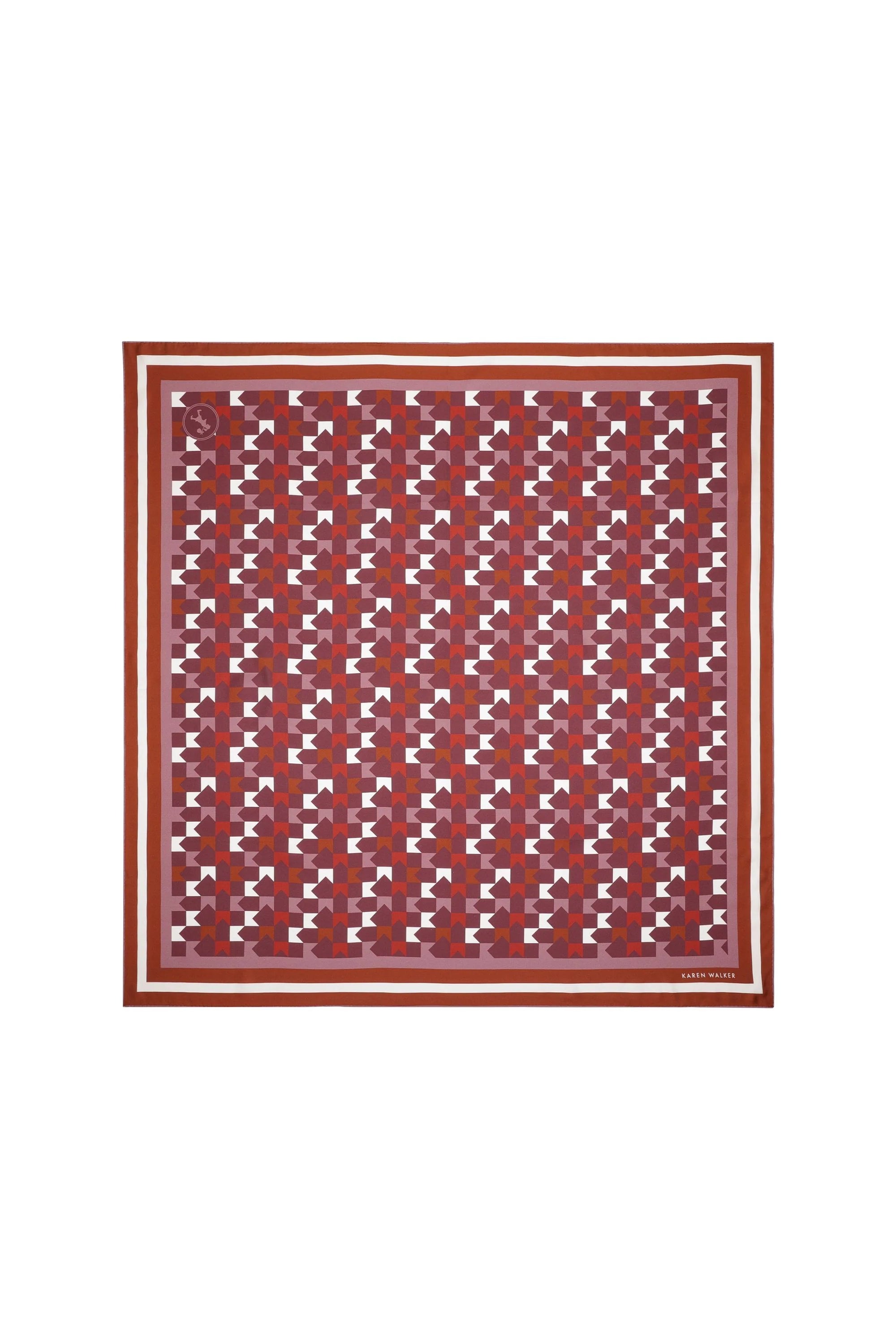 Karen Walker Monogram Large Check Silk Scarf // Plum Multi