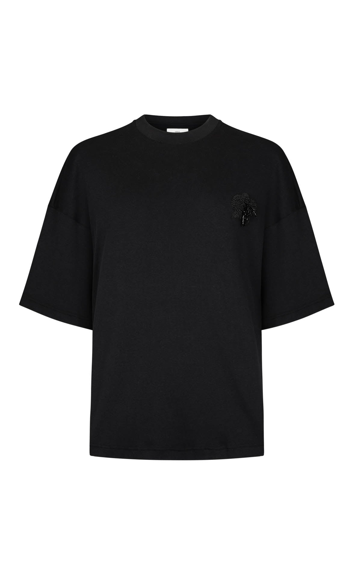 Harris Tapper Beaded Orchid T-Shirt // Black