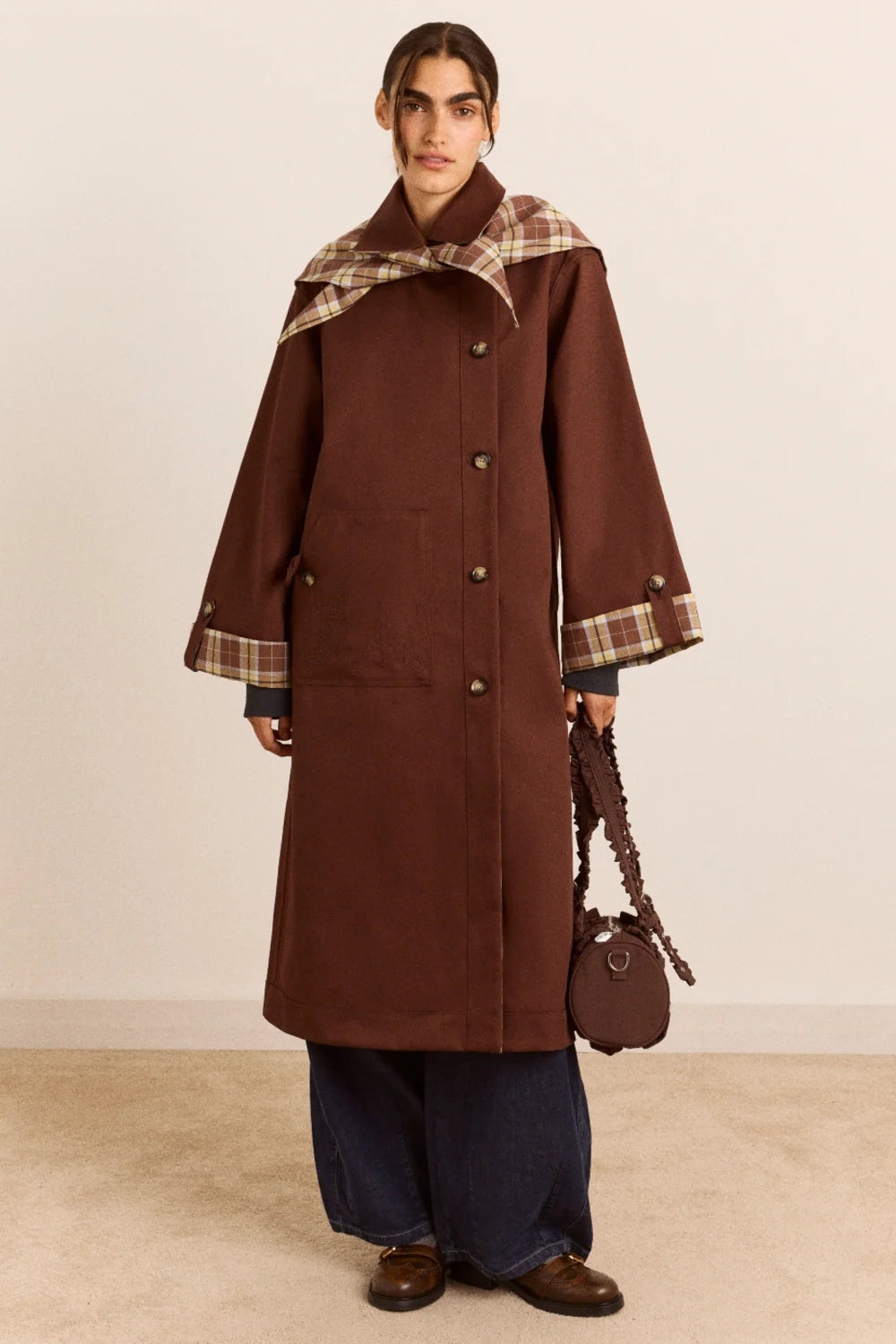 Damson Madder Reversible Longline Jerry Trench // Choc