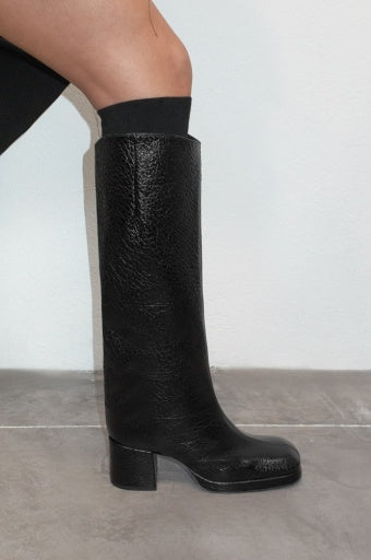 Miista Tundra Grain Tall Boots // Black