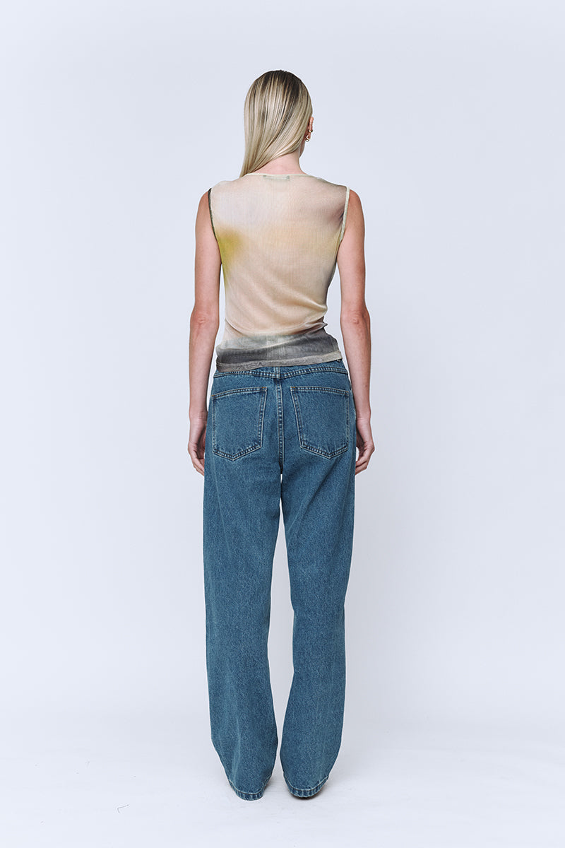 Wynn Hamlyn Cowl Silk Mesh Tank // Acid Forest