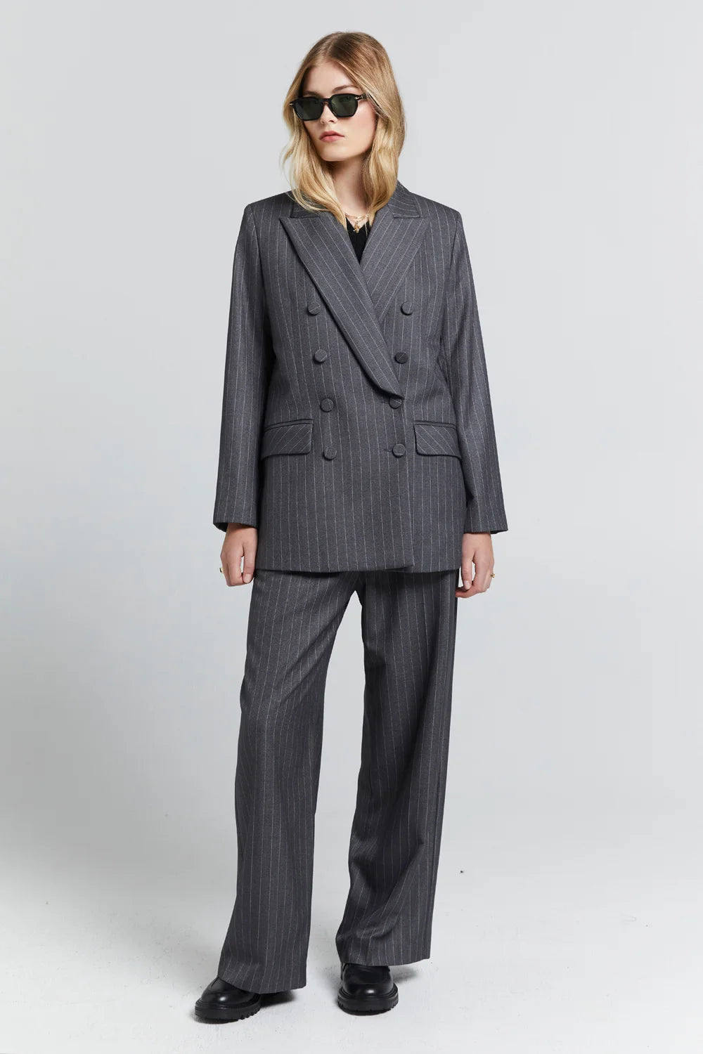 Karen Walker Workwear Trousers // Pinstripe Charcoal