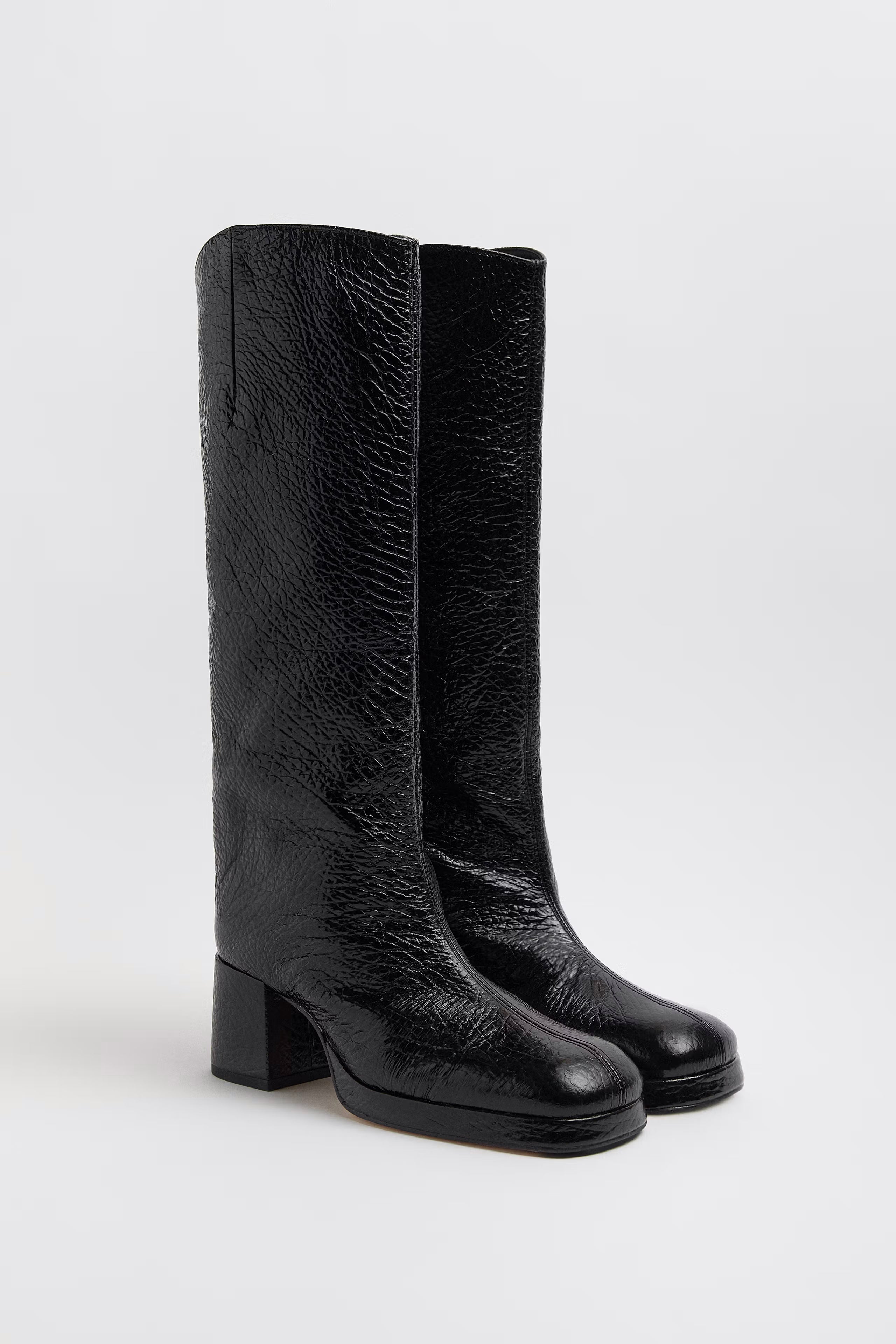 Miista Tundra Grain Tall Boots // Black