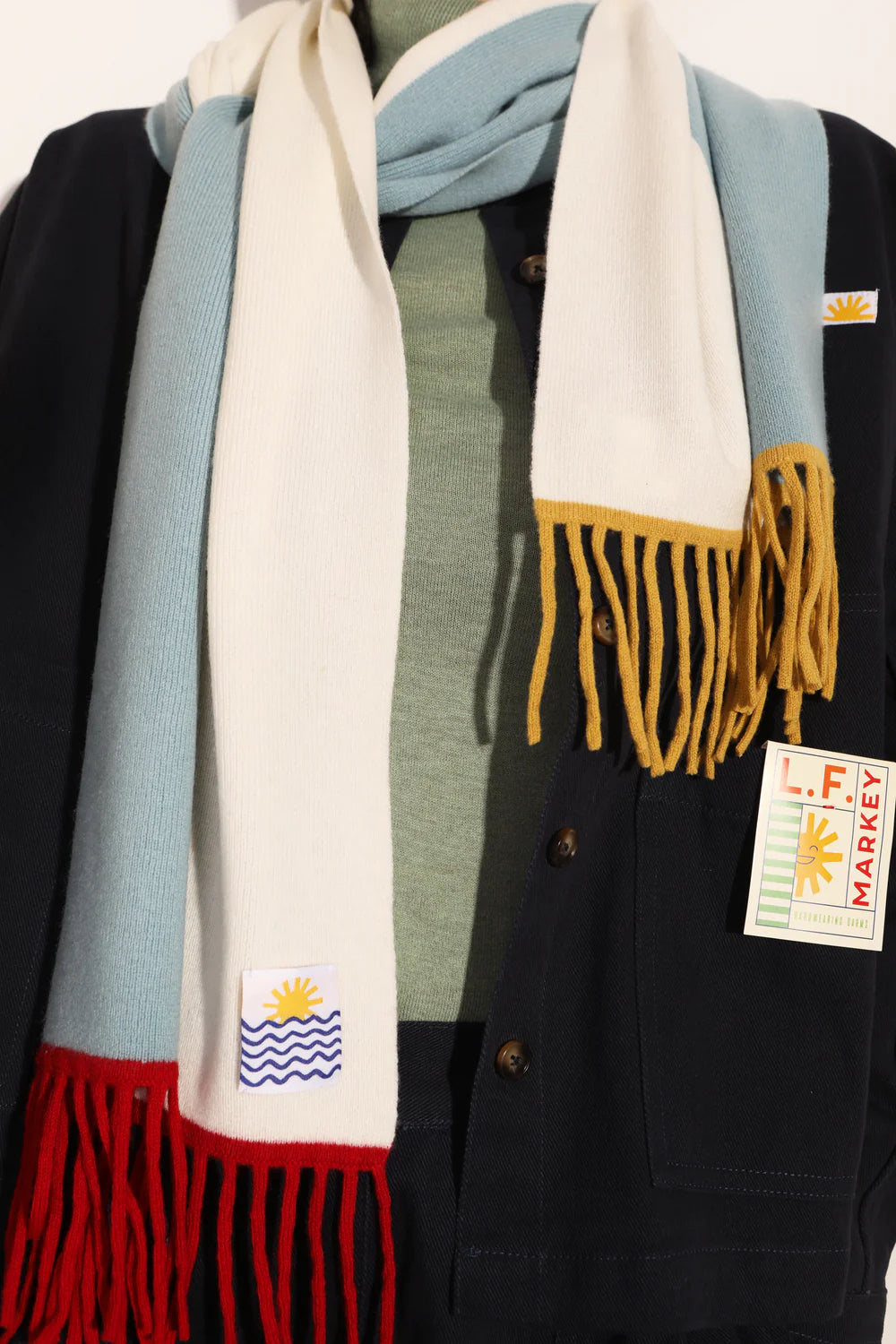 L.F. Markey Colourblock Tassel Scarf // Aqua Multi