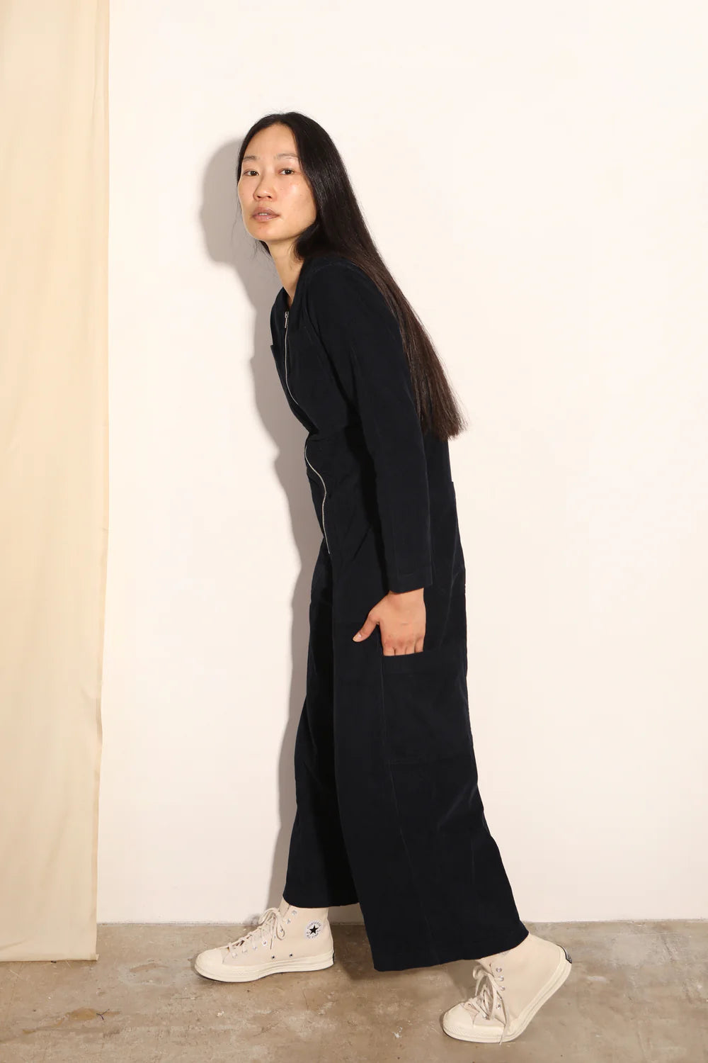 L.F. Markey Felix L/S Corduroy Boilersuit // Navy