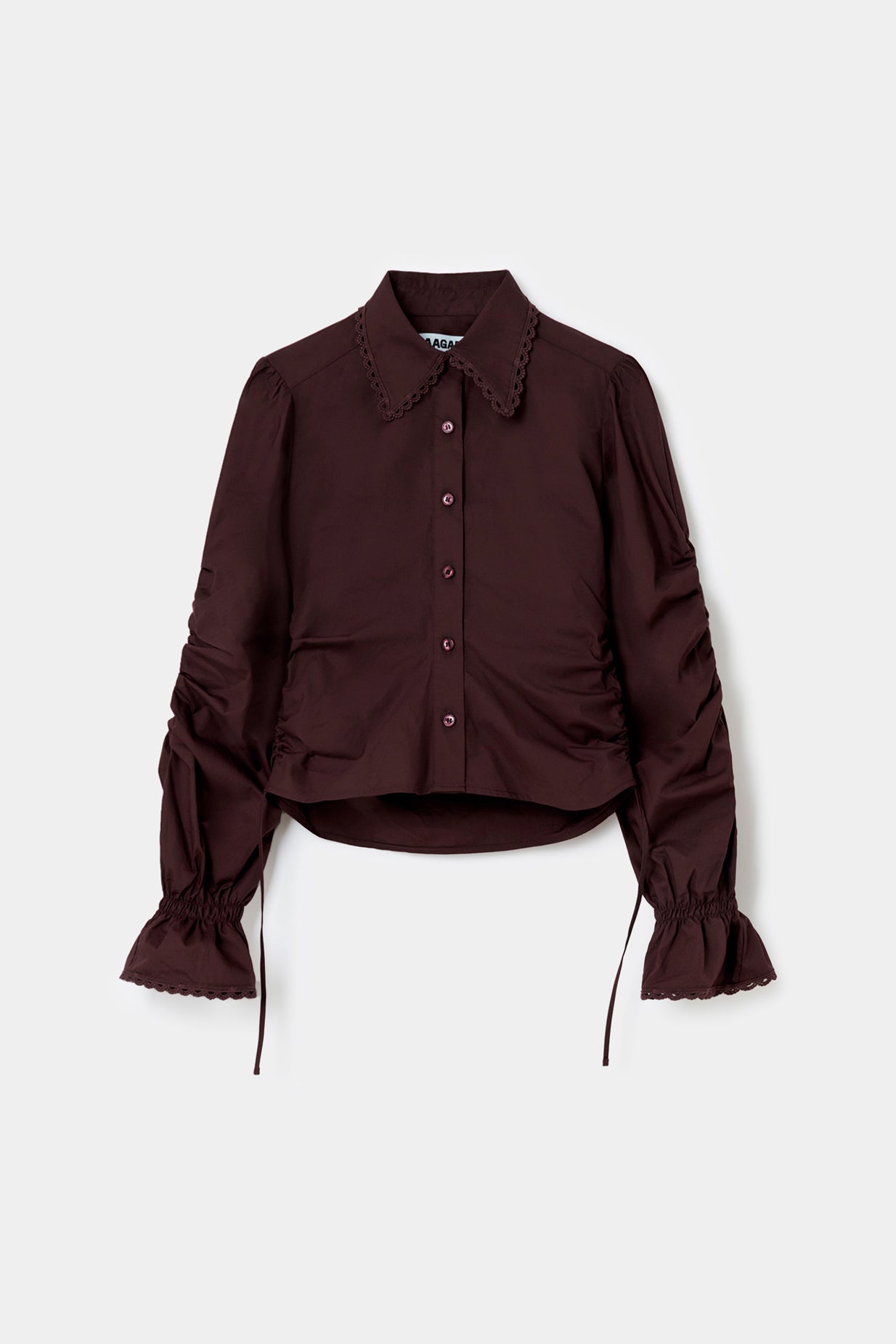 Laagam Sultana Ruched Shirt // Brown