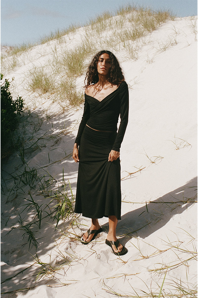 Dominique Healy Mae Wrap Top // Black