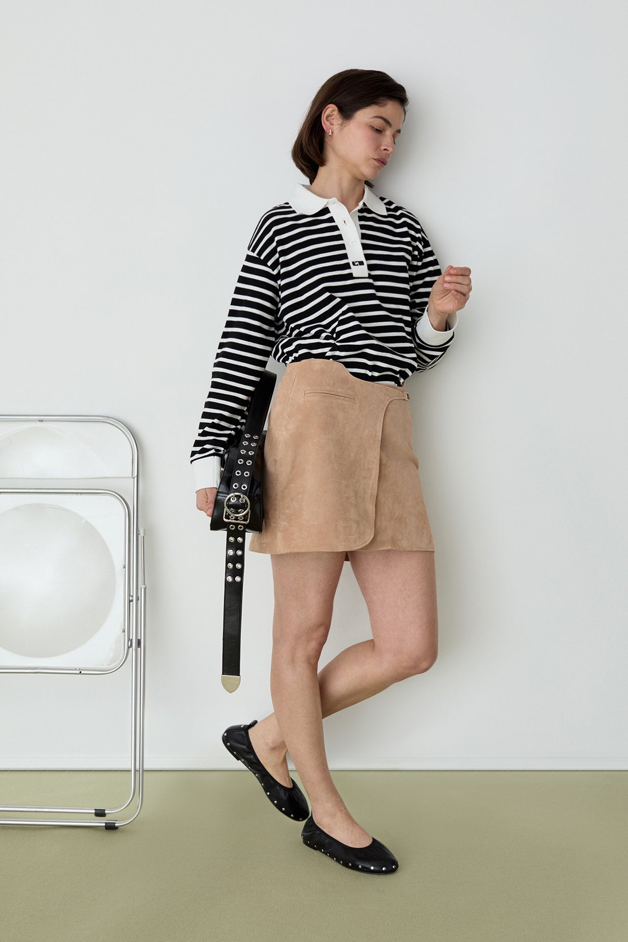 Laagam Duse Longsleeve Polo Tee // Black Striped