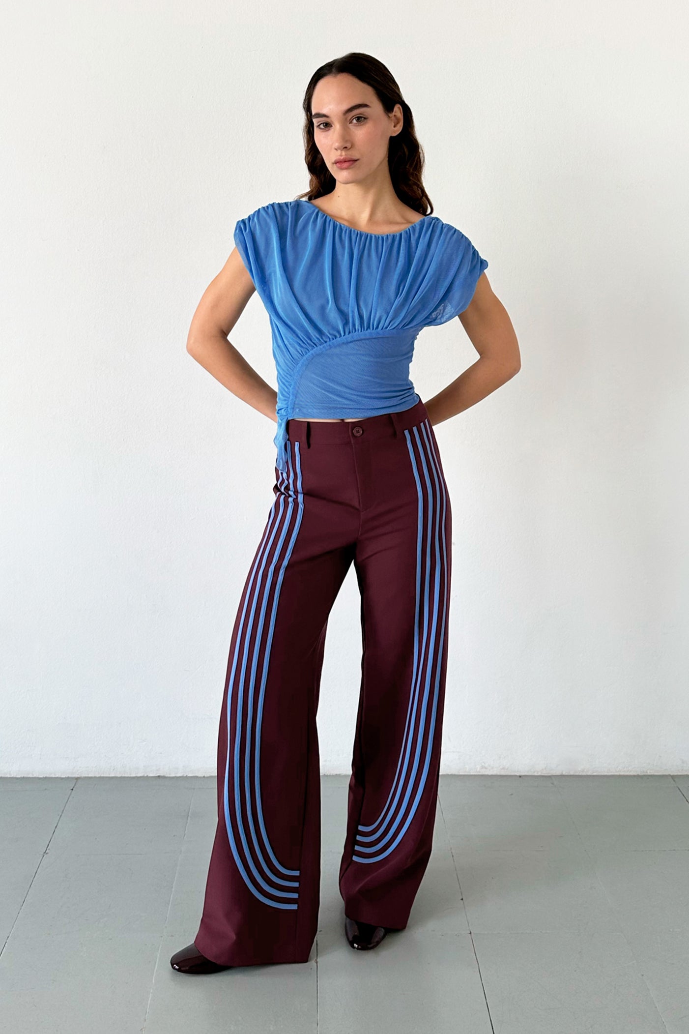 Laagam Gemini Draped Top // Blue