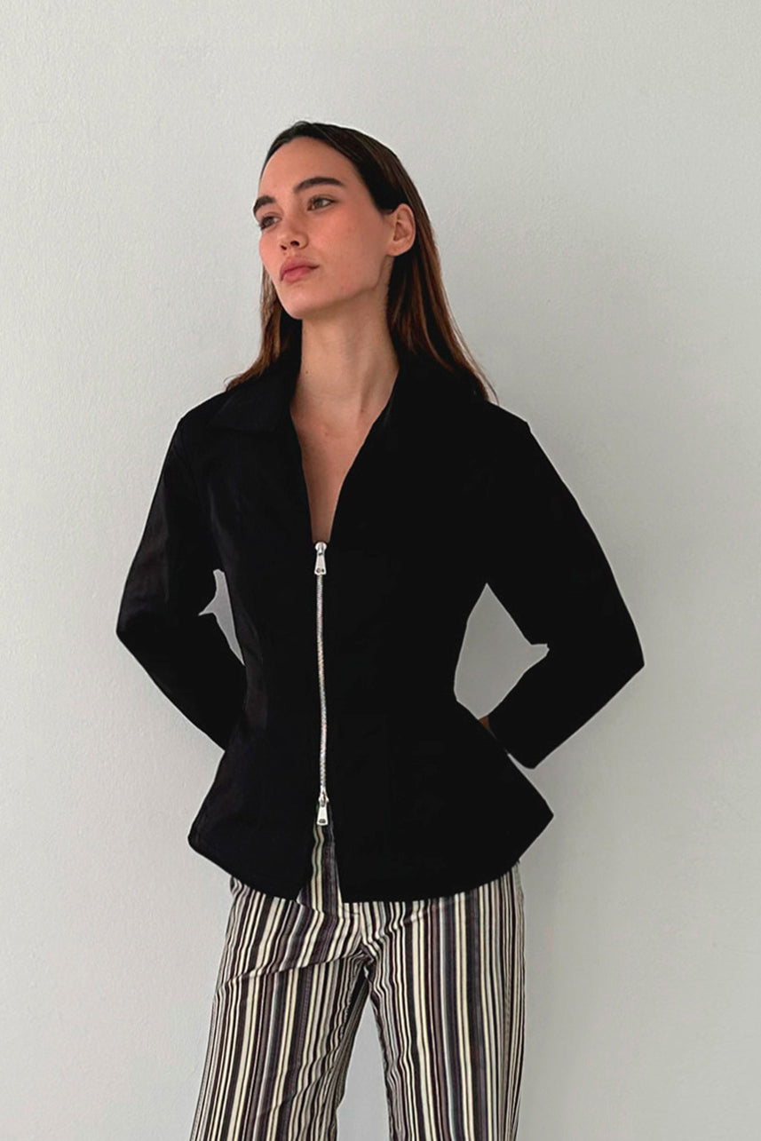 Laagam Harlem Zippered Shirt // Black