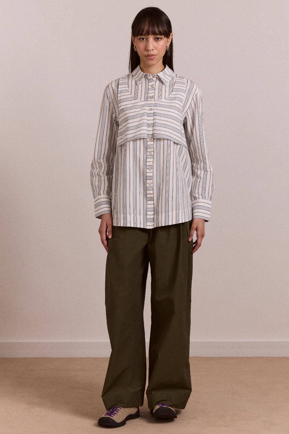 Damson Madder Valeria Double Layer Shirt // Caraway Stripe