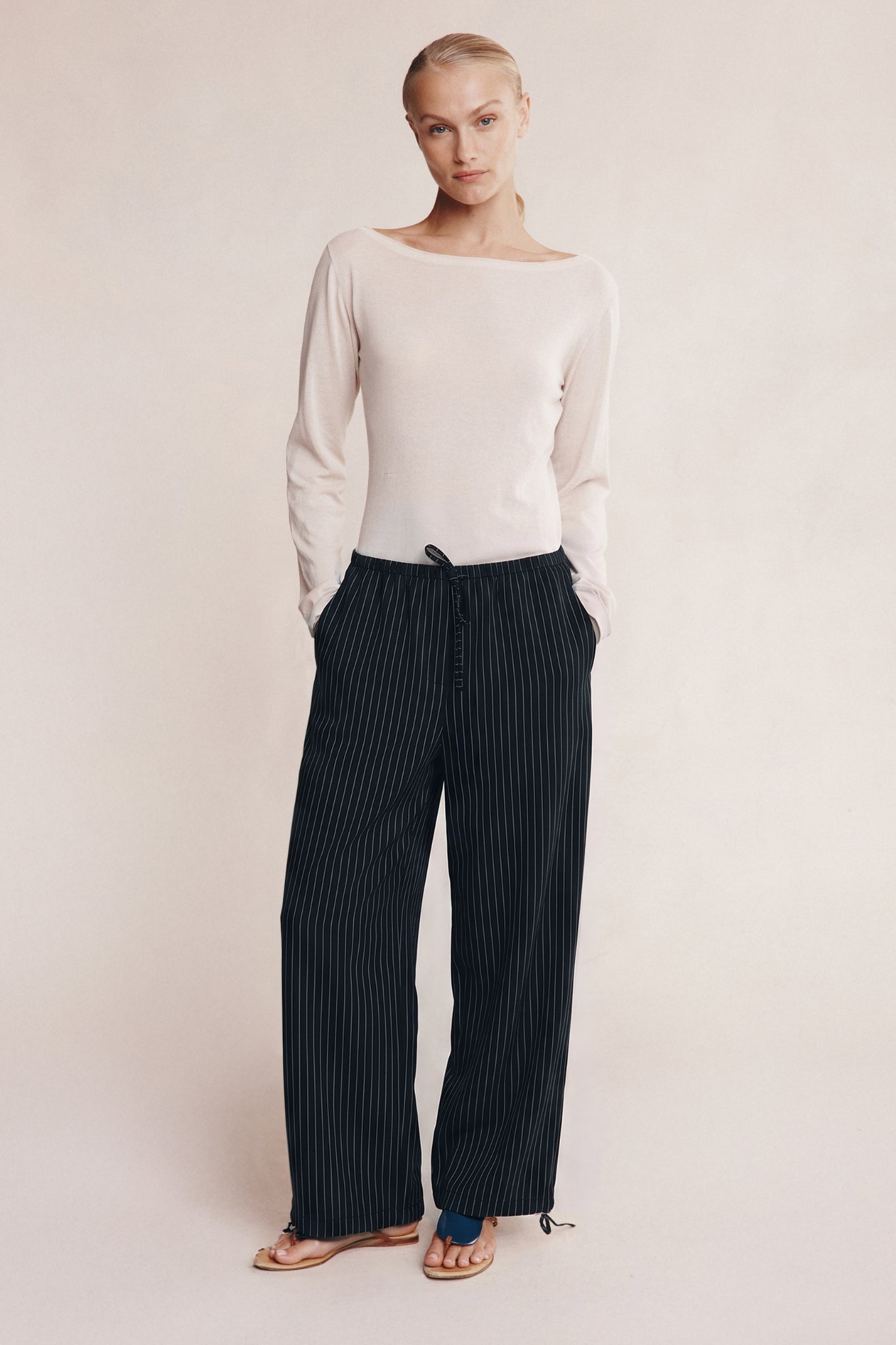 Marle Fatima Pant // Black Pinstripe