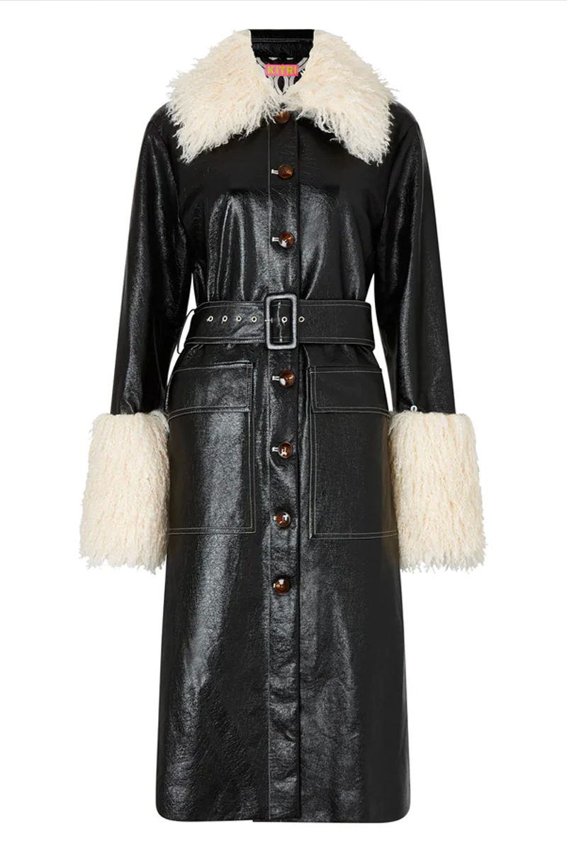 Kitri Simone Vinyl Coat // Black