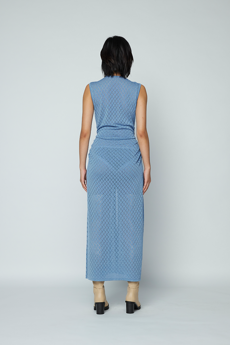 Wynn Hamlyn Pointelle Zipper Tank Dress // Cornflower Blue