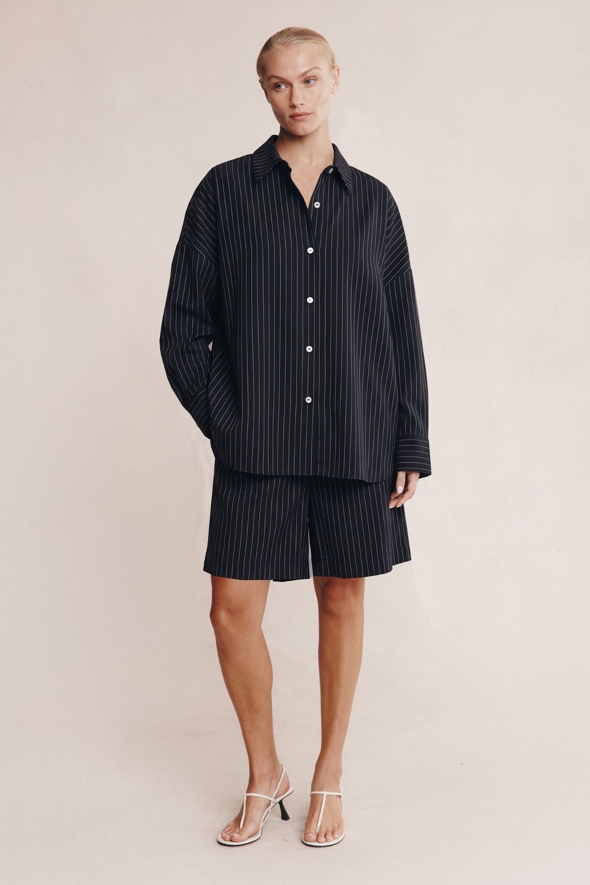Marle Mella Shirt // Black Pinstripe