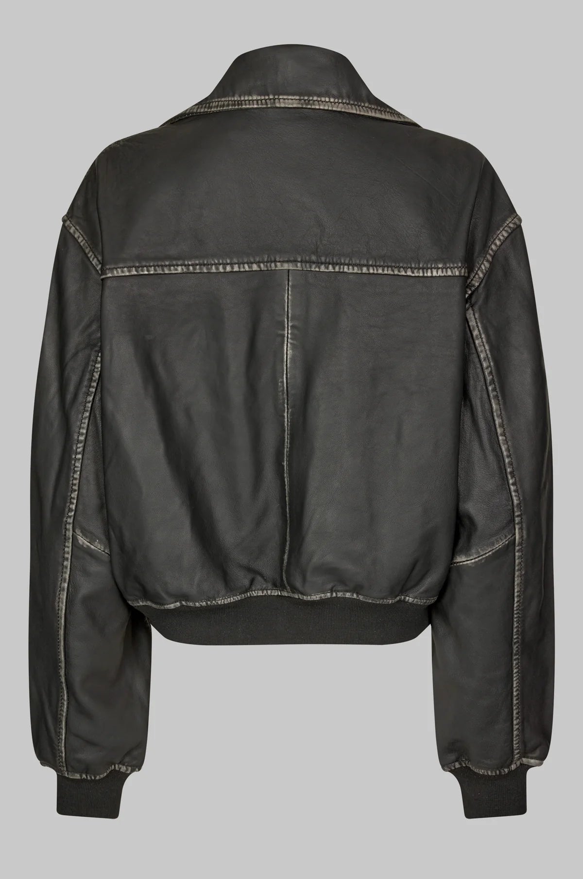 Oval Square Rocker Leather jacket // Vintage Black