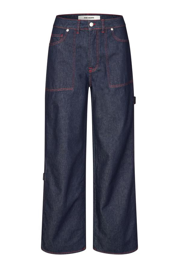 Oval Square Player Jeans // Raw, Red Stitch