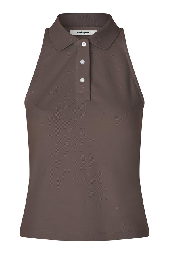 Oval Square Sunny Polo Top // Dark Oak