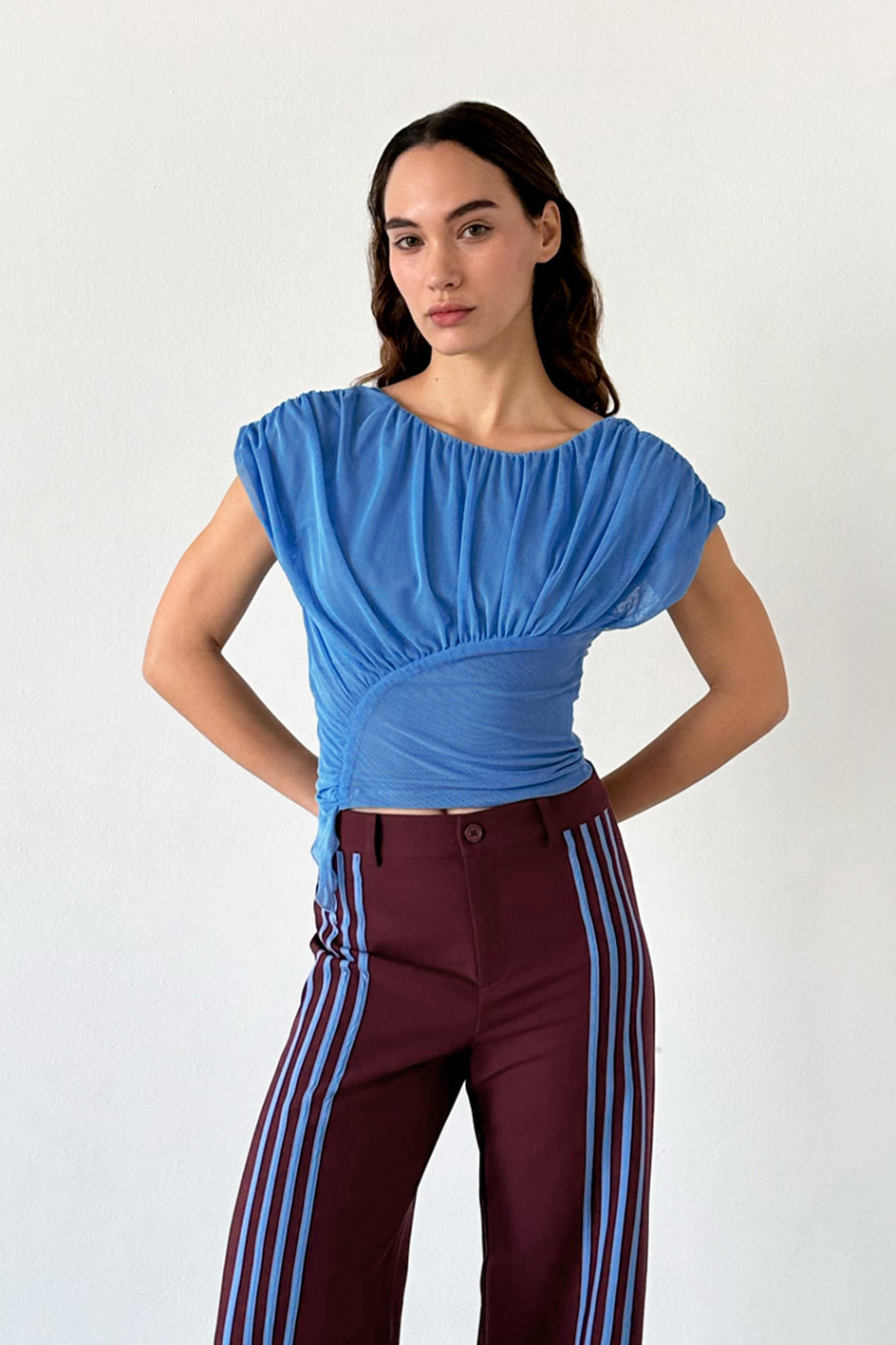 Laagam Gemini Draped Top // Blue